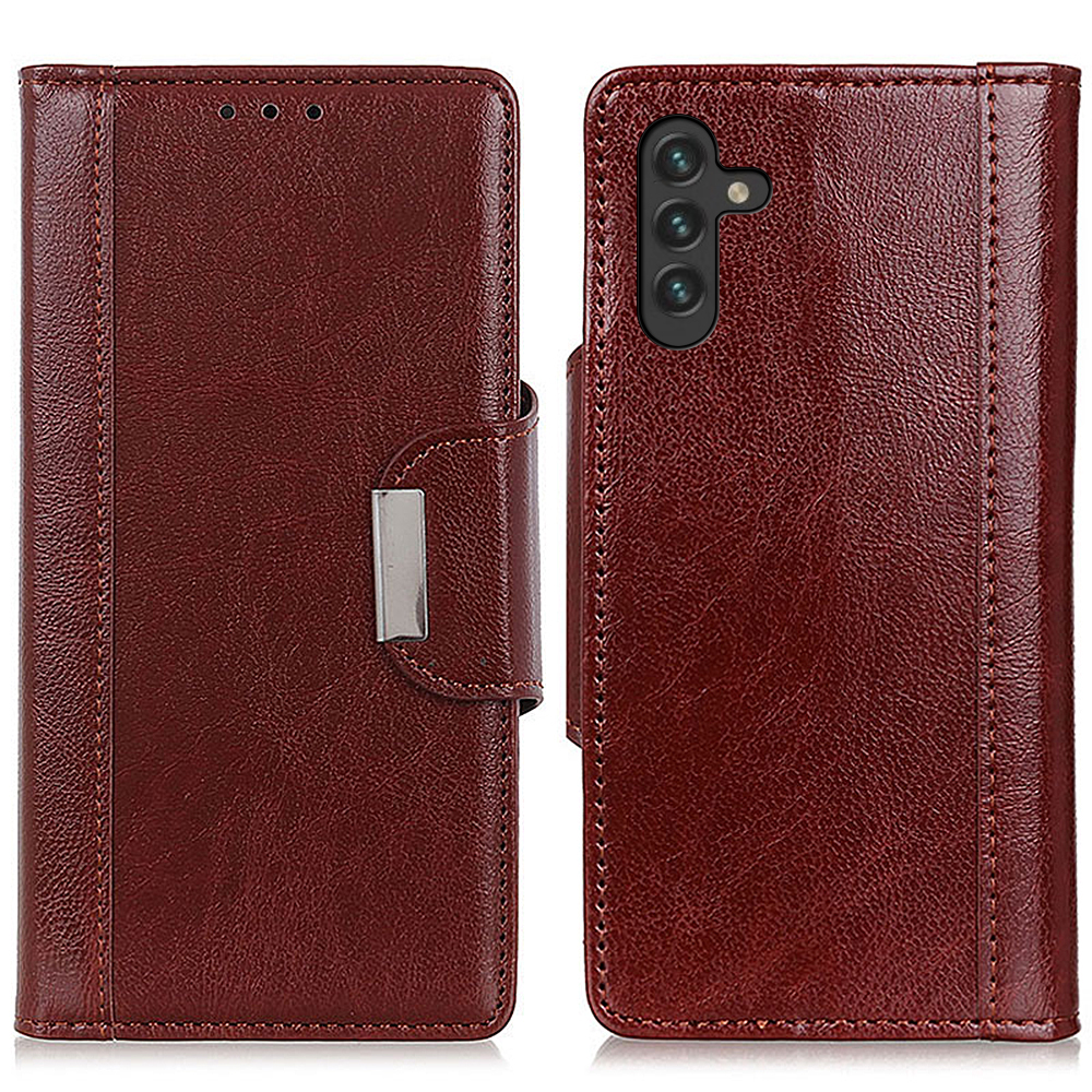 

ПУ Из Кожи FLIP Cover Mobile Phone Guard Case С Бумажником Для Samsung Galaxy A13 5G - Коричневый, Galaxy A13 5G
