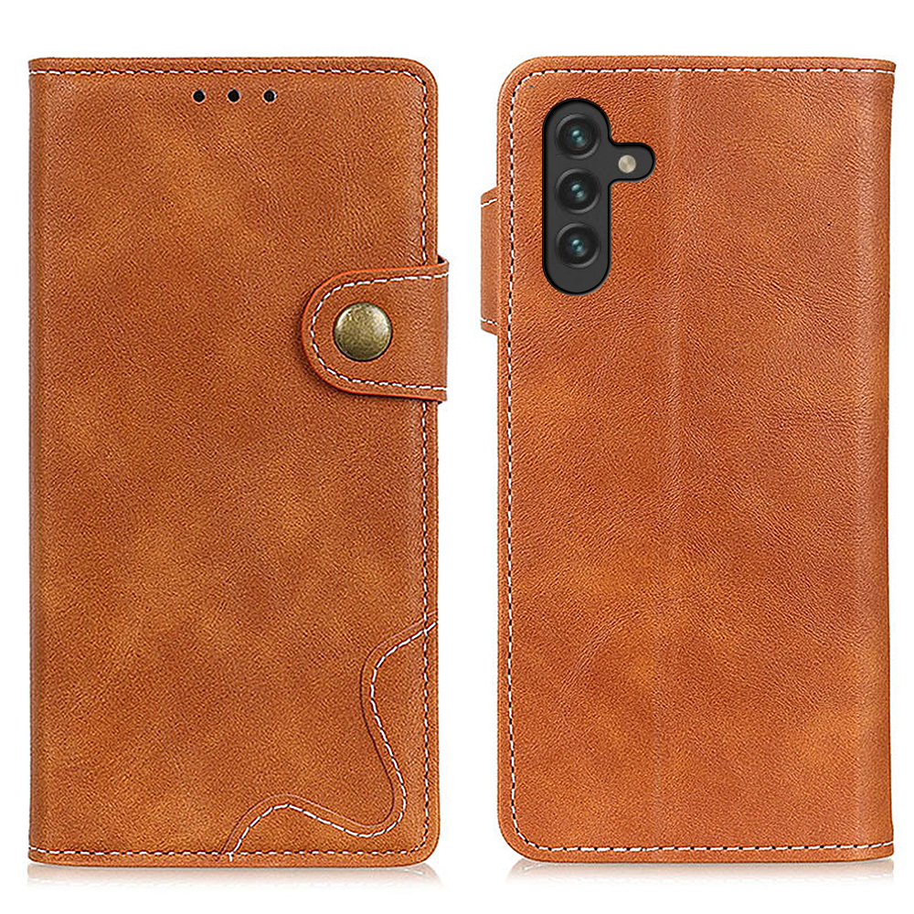 

Shock-Absorbed S-Shape Line Wallet Style Textured PU Leather Stand Phone Cover for Samsung Galaxy A13 5G - Brown, Galaxy A13 5G