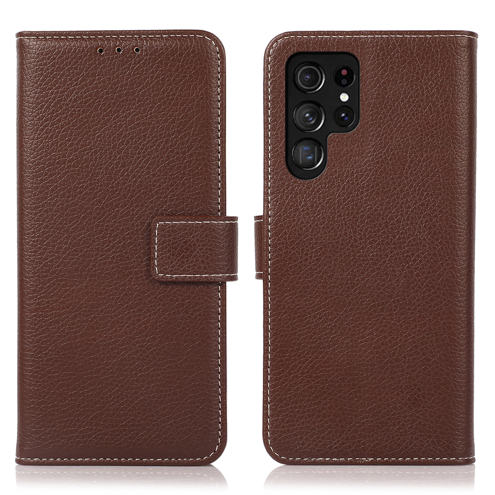 

Wallet Stand Litchi Texture Leather Phone Cover Case for Samsung Galaxy S22 Ultra 5G - Brown, Galaxy S22 Ultra 5G