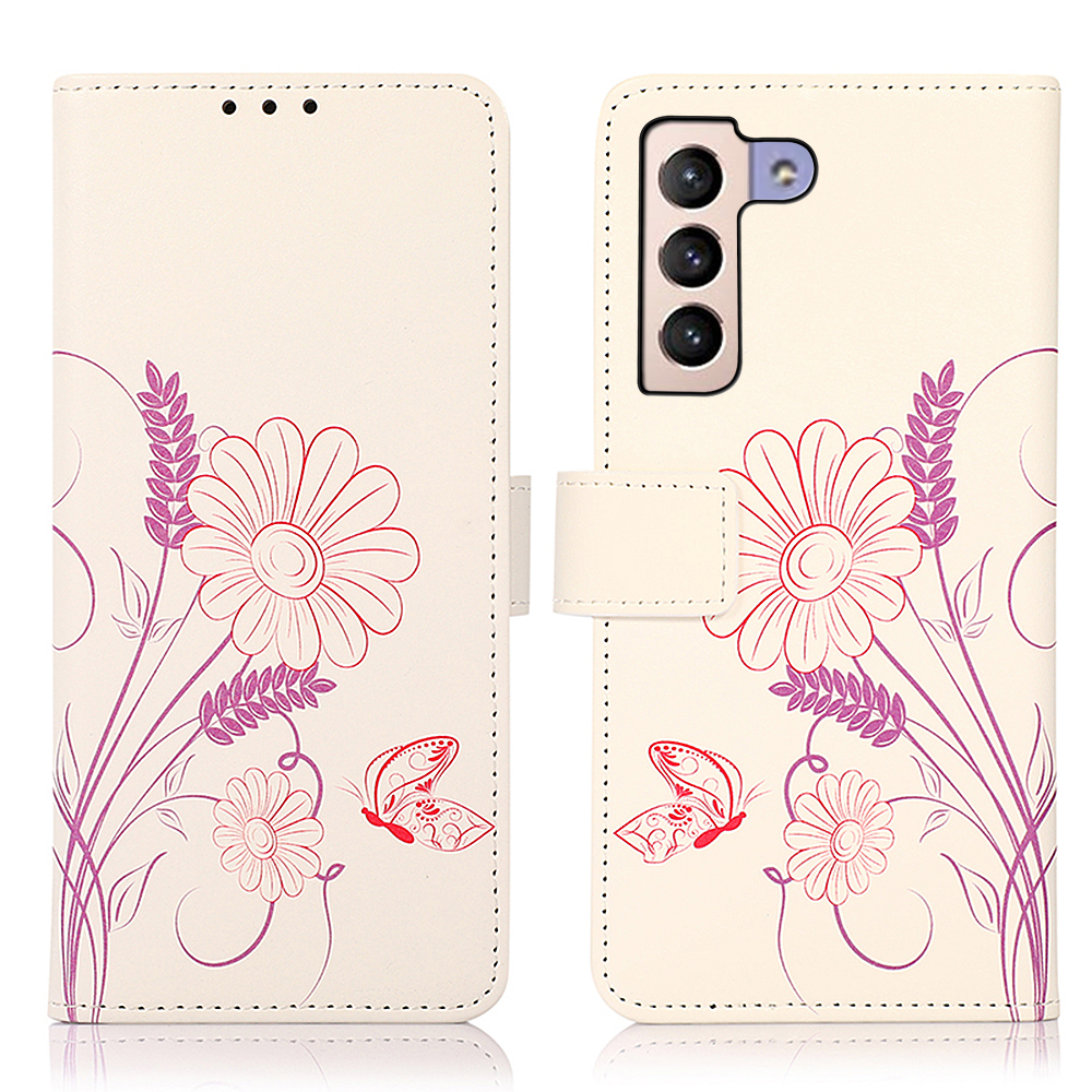 

Pattern Printing Scratch-resistant PU Leather Wallet Case Stand Cover for Samsung Galaxy S22+ 5G - Butterfly and Flowers, Galaxy S22+ 5G