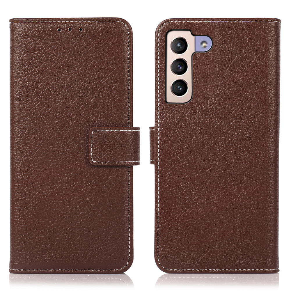 

Litchi Texture Wallet Stand Shock -resection Protective Phone Cover Ceam - Коричневый, Galaxy S22+ 5G