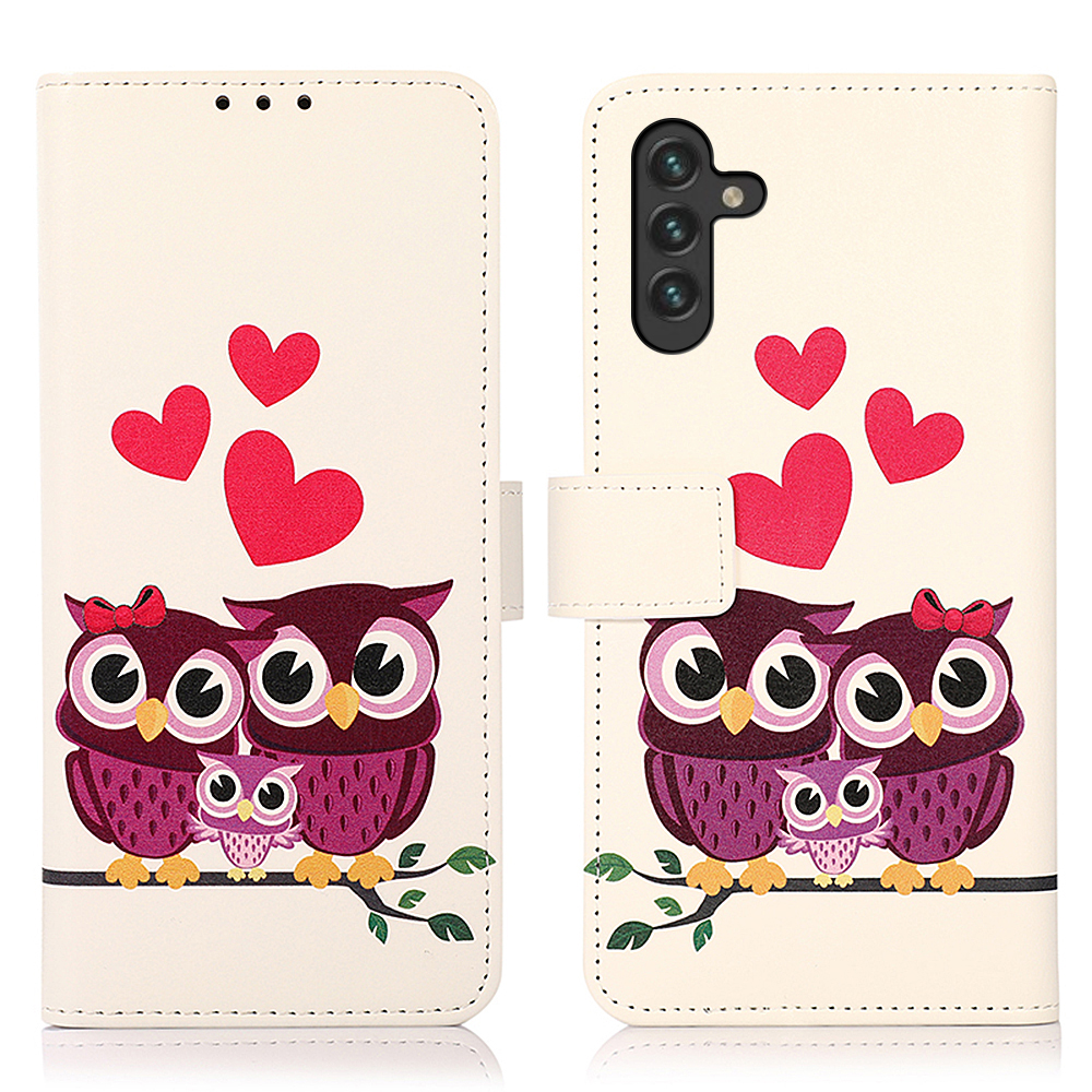 

Pattern Printing All-round Protection Stand Wallet Leather Case Cover for Samsung Galaxy A13 5G - Owls Family, Galaxy A13 5G