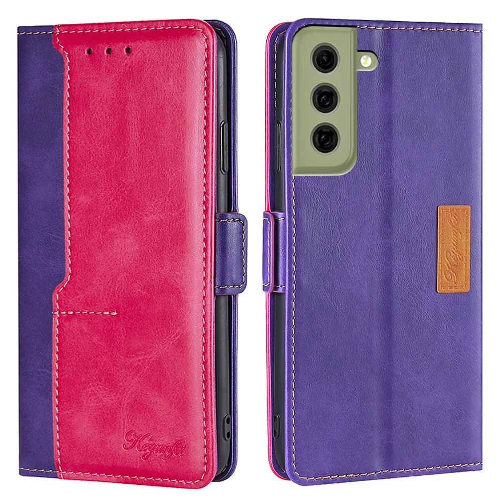 

Stand Feature Double Layer Shock Absorbing Soft Vintage PU Leather Color Matching Wallet Magnetic Cover for Samsung Galaxy S21 FE 5G - Purple/Rose, Galaxy S21 FE 5G