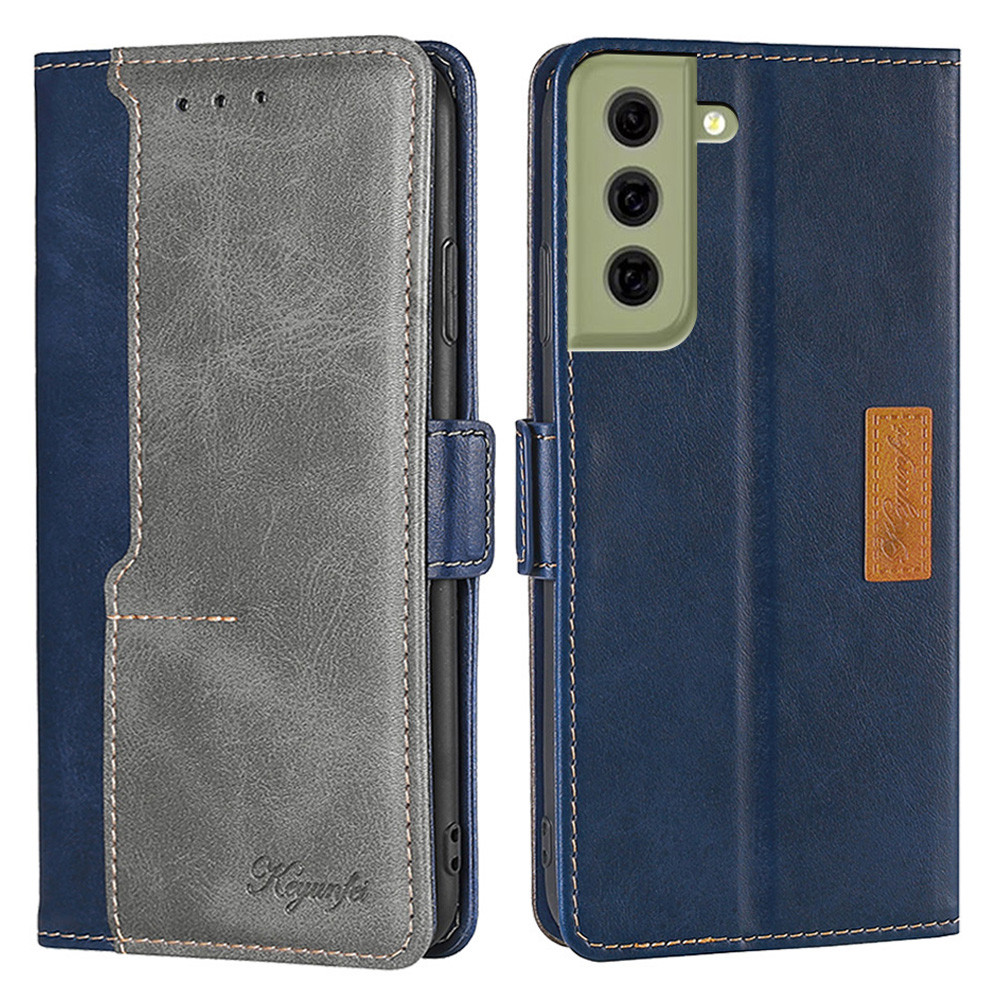 

Stand Feature Double Layer Shock Absorbing Soft Vintage PU Leather Color Matching Wallet Magnetic Cover for Samsung Galaxy S21 FE 5G - Blue/Grey, Galaxy S21 FE 5G