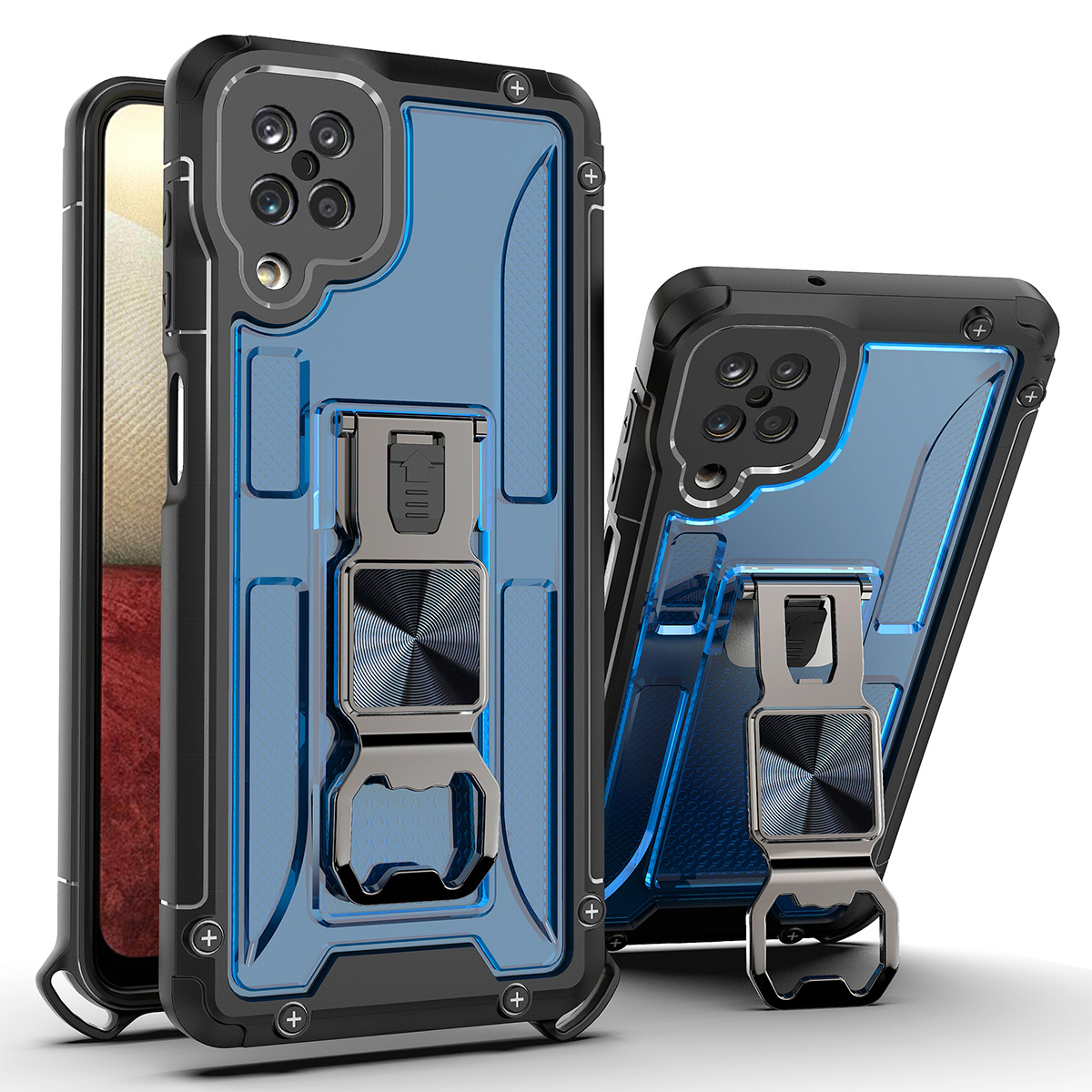 

Armor Kickstand Hybrid Hard PC + Мягкий Телефон TPU Работа С Магнитным Автомобилем Для Samsung Galaxy A12 - Сапфир, Galaxy A12