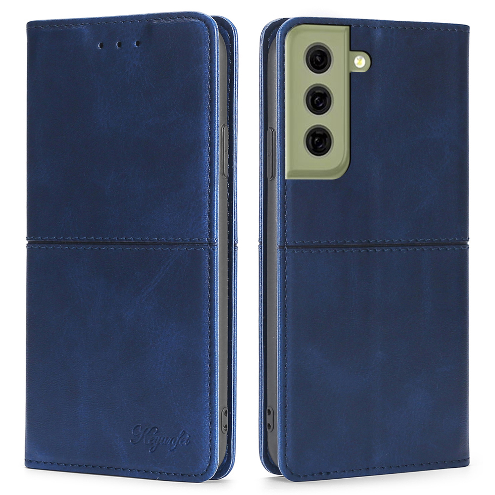 

Anti-scratch Card Slots Design Auto-absorbed Magnetic Closure Protective Leather Phone Stand Case for Samsung Galaxy S21 FE 5G/S21 Fan Edition - Blue, Galaxy S21 FE 5G