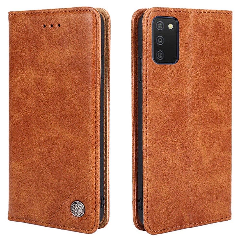 

Vintage Texture Triangle Stitching Line Full Protection Leather Stand Cover Wallet Case for Samsung Galaxy A03s (164.2 x 75.9 x 9.1mm) - Brown, Samsung Galaxy A03s (164.2 x 75.9 x 9.1mm)