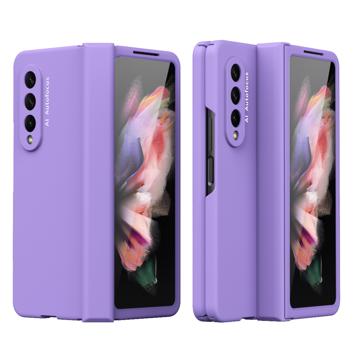 

Hard PC Phone Flip Case Cover with Glass Screen Protector for Samsung Galaxy Z Fold3 5G - Purple, Galaxy Z Fold3 5G