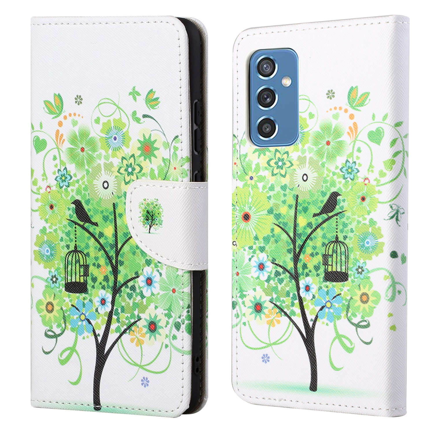 

Stylish Pattern Printing Cross Texture Anti-scratch Anti-fall PU Leather Phone Wallet Case Cover with Stand for Samsung Galaxy M52 5G - Green Tree, Samsung Galaxy M52 5G