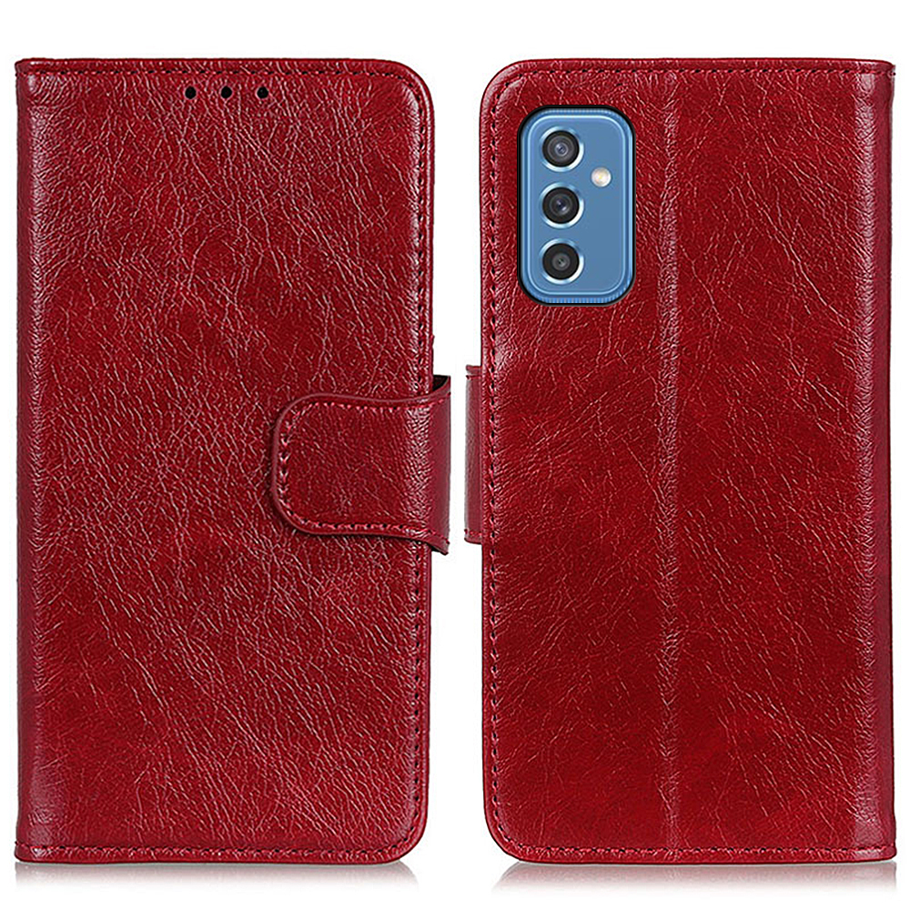 

Wallet Design Nappa Texture Split Leather Soft TPU Shockproof Protective Stand Flip Phone Cover for Samsung Galaxy M52 5G - Red, Samsung Galaxy M52 5G