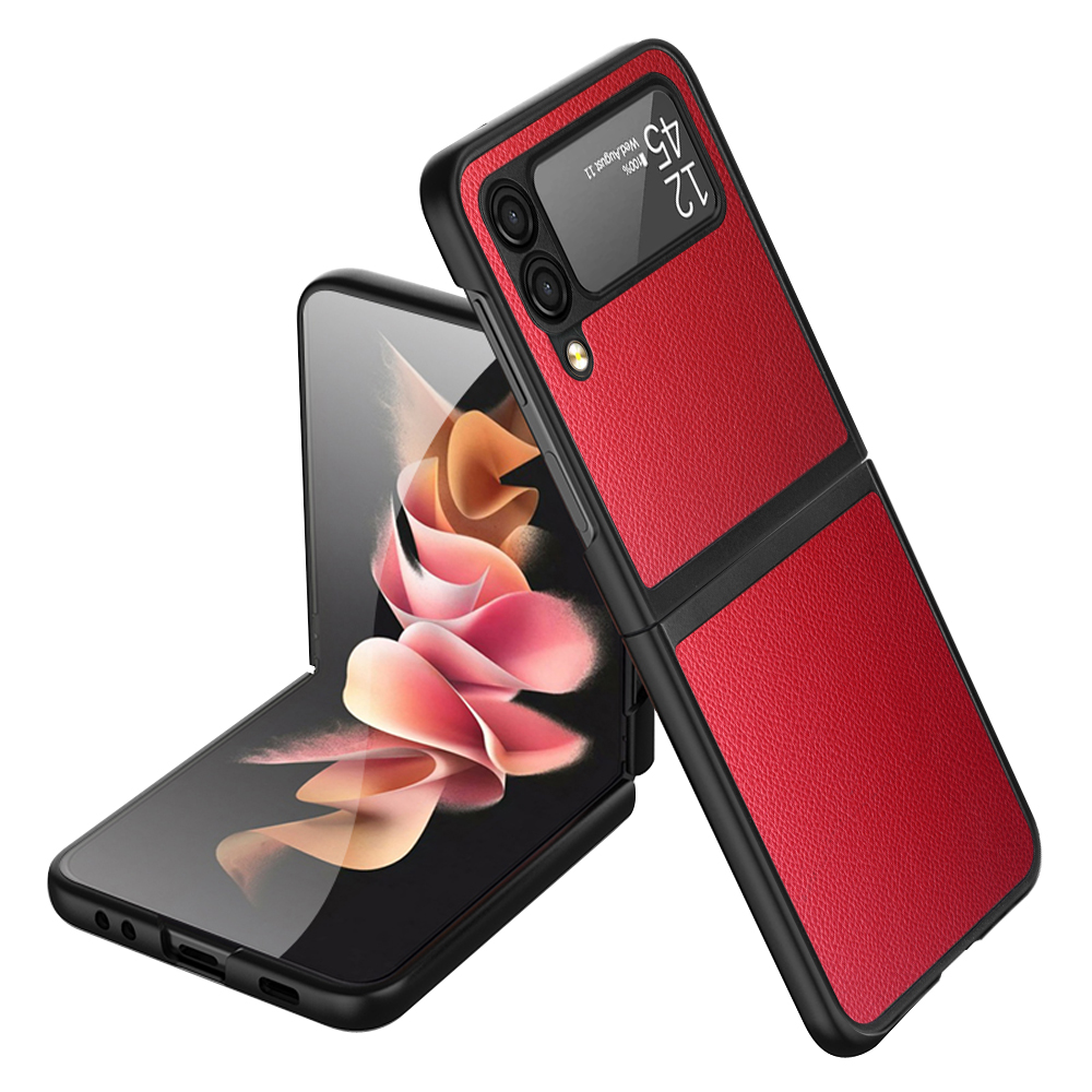 

2 Часа Дизайн Litchi Texture PU - Красный, Samsung Galaxy Z Flip3 5G