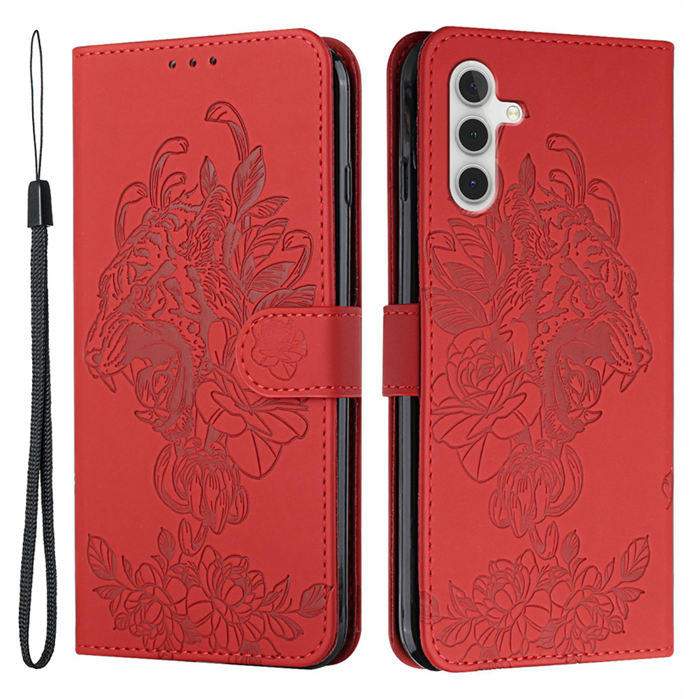 

Imprinting Tiger Pattern PU Leather Phone Case Impact-resistant Stand Wallet Cover with Wrist Strap for Samsung Galaxy A13 5G / A04s 4G (164.7 x 76.7 x 9.1 mm) - Red, Galaxy A13 5G