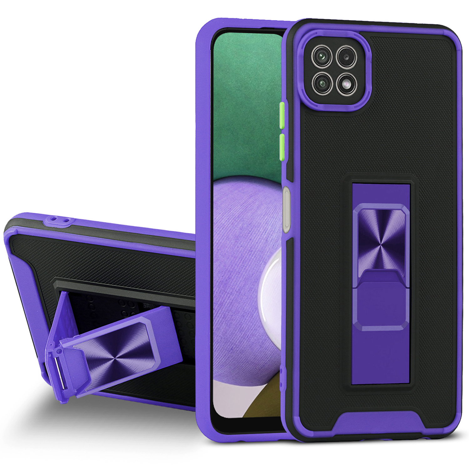 

Bi-color Skin-touch Feel Scratch-proof Phone Cover Shell with Kickstand for Samsung Galaxy A22 5G (EU Version) - Lilac Purple, Galaxy A22 5G (EU Version)