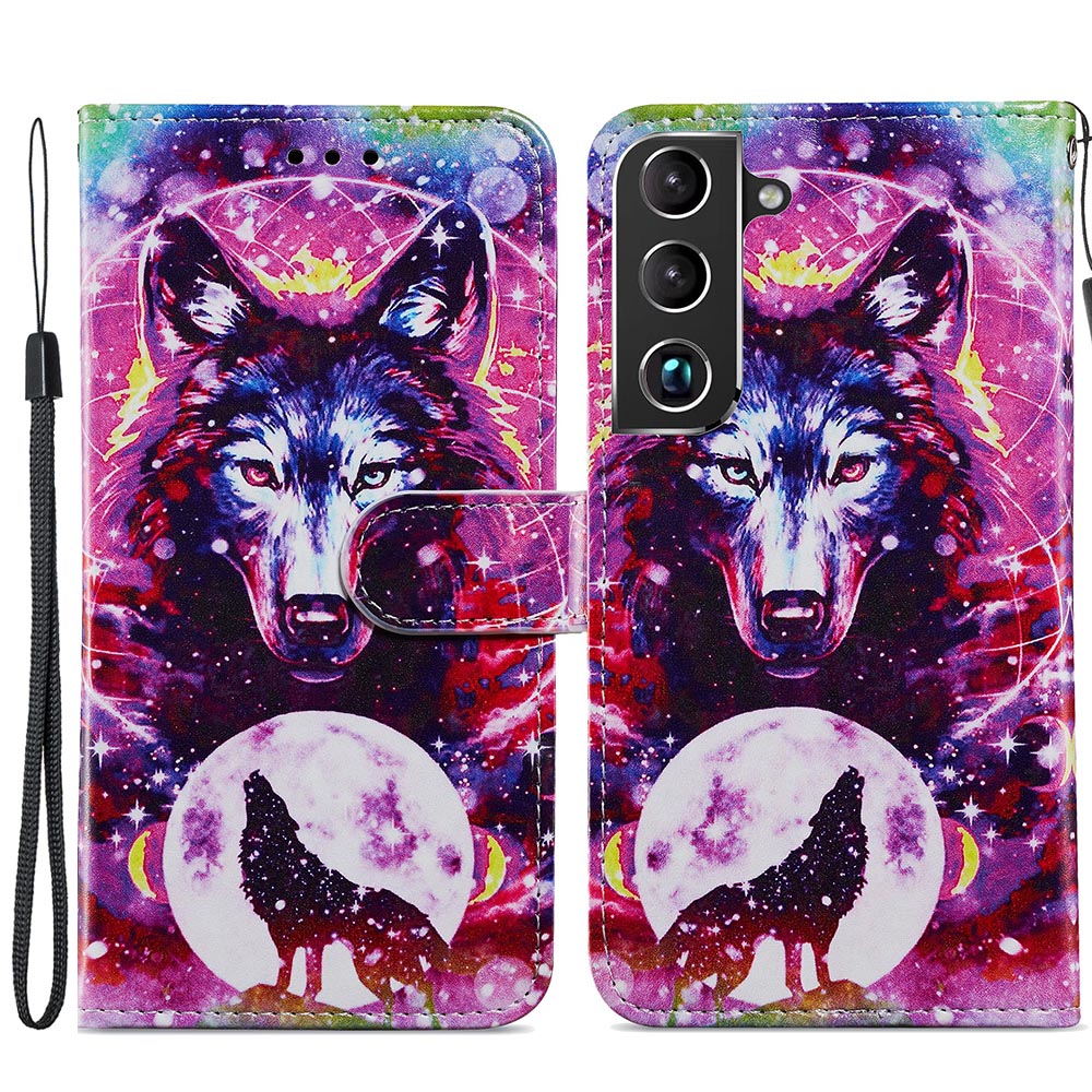 

Pattern Printing PU Leather Wallet Book Folio Protective Stand Cover with Wrist Strap for Samsung Galaxy S22+ 5G - Wolf Totem, Galaxy S22+ 5G
