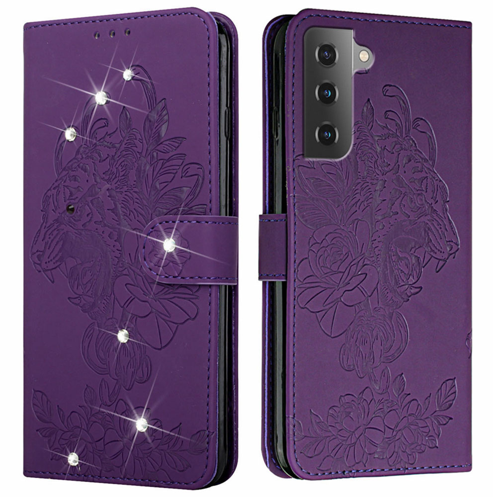

Тигровый Рисунок Отпечатано Магнитная Кожаная Кошелька пу - Пурпурный, Galaxy S22+ 5G