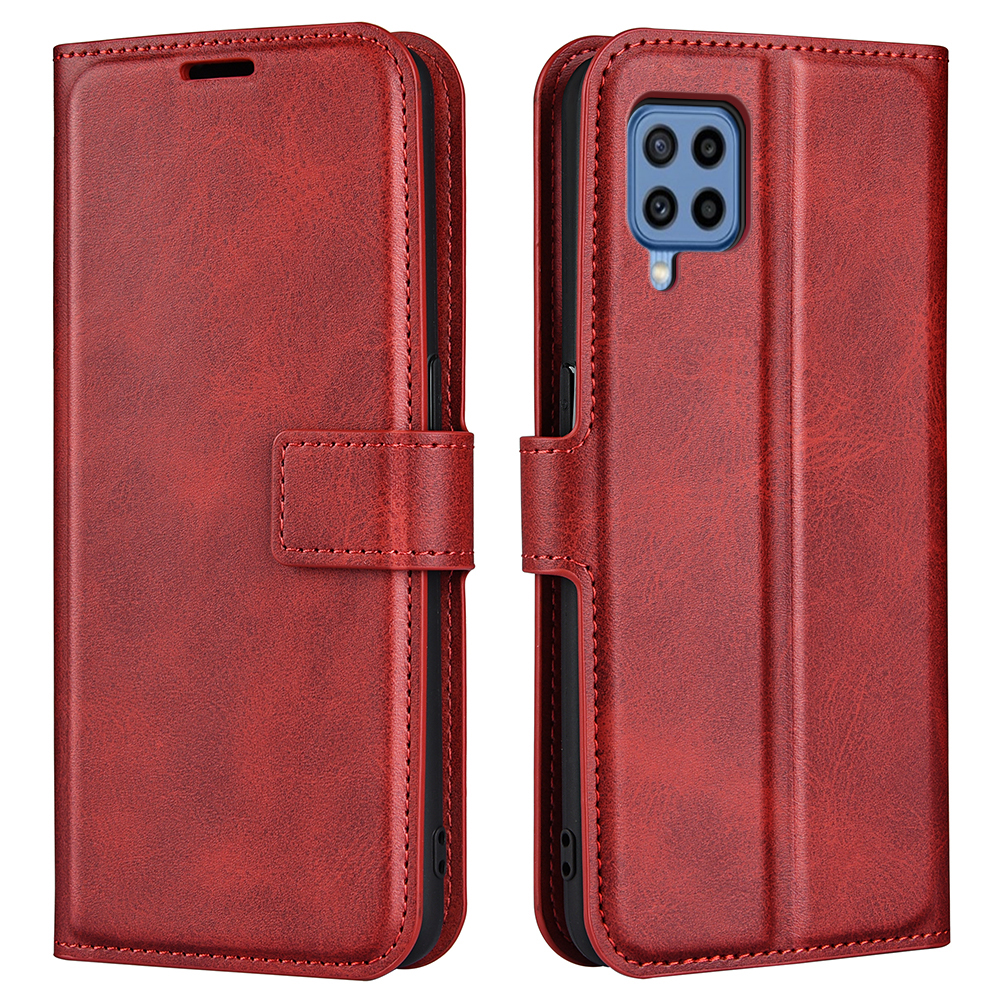 

Stand Bookstyle PU Leather Wallet Magnetic Clasp Anti-scratch Anti-fall Flip Phone Case for Samsung Galaxy M22 - Red, Samsung Galaxy M22