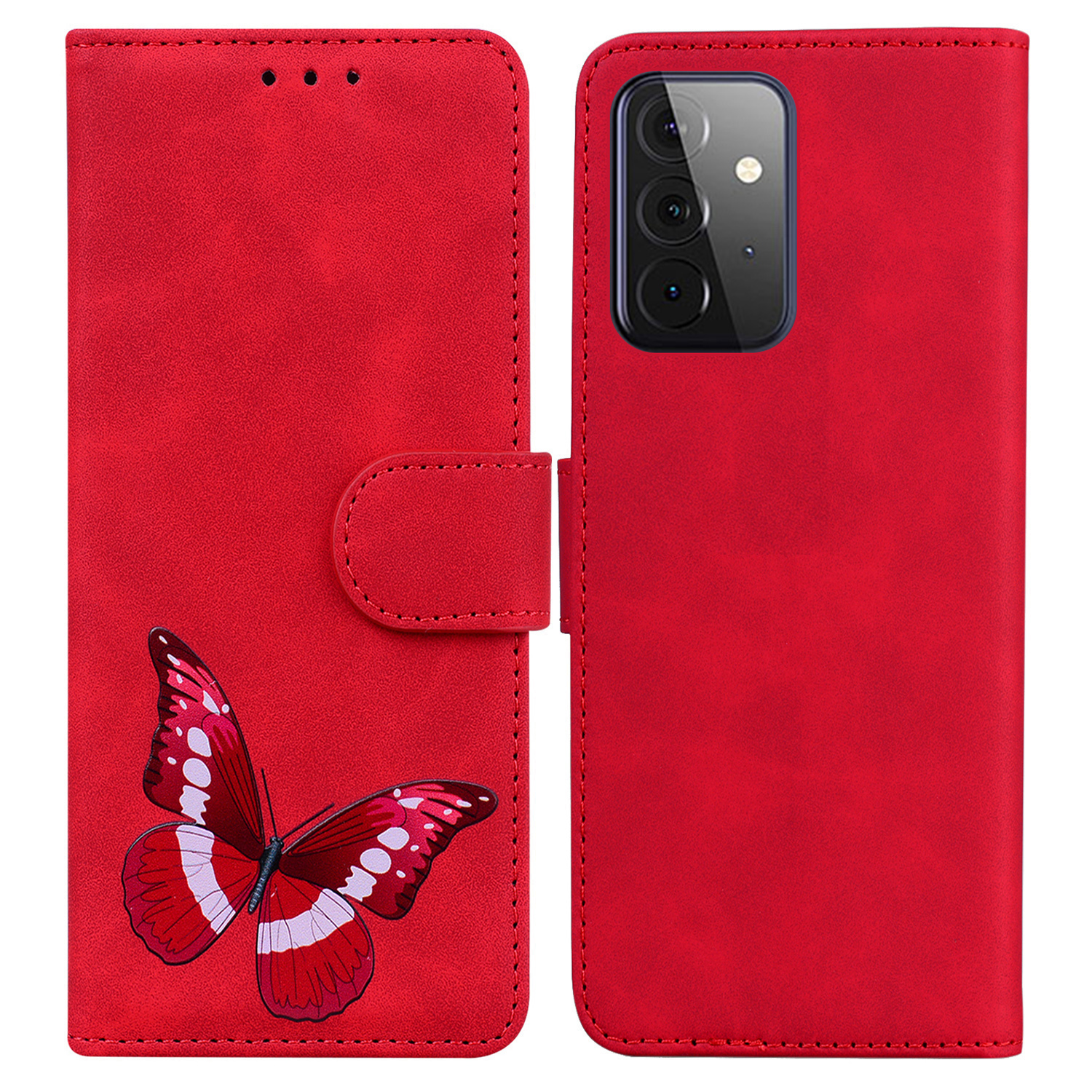 

Для Samsung Galaxy A72 5G/4G Skin Touch Big Butterfly Print - Красный, Galaxy A72 5G