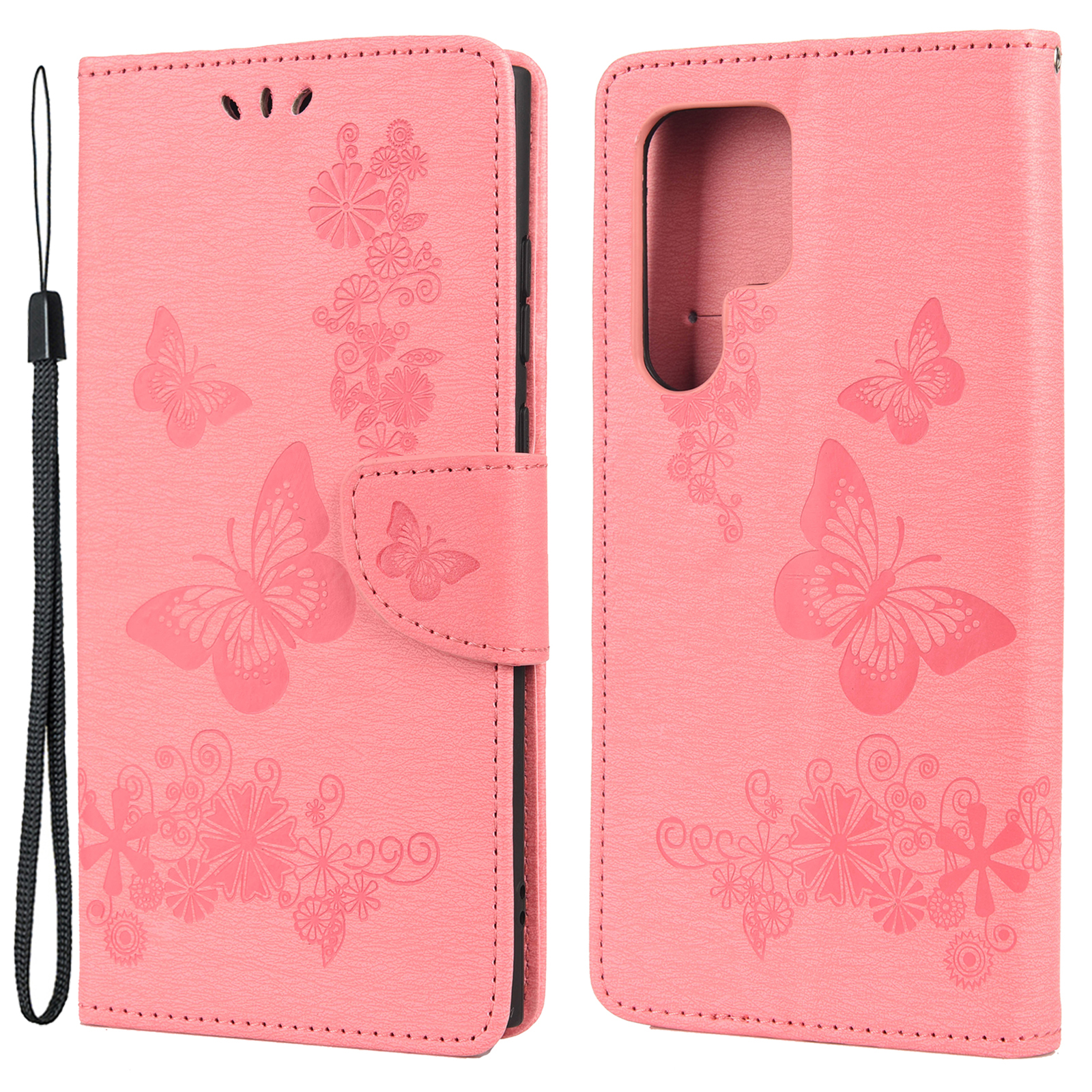 

Imprinting Butterfly Flower Folio Flip Stand Wallet Leather Phone Case for Samsung Galaxy S22 Ultra 5G - Pink, Galaxy S22 Ultra 5G