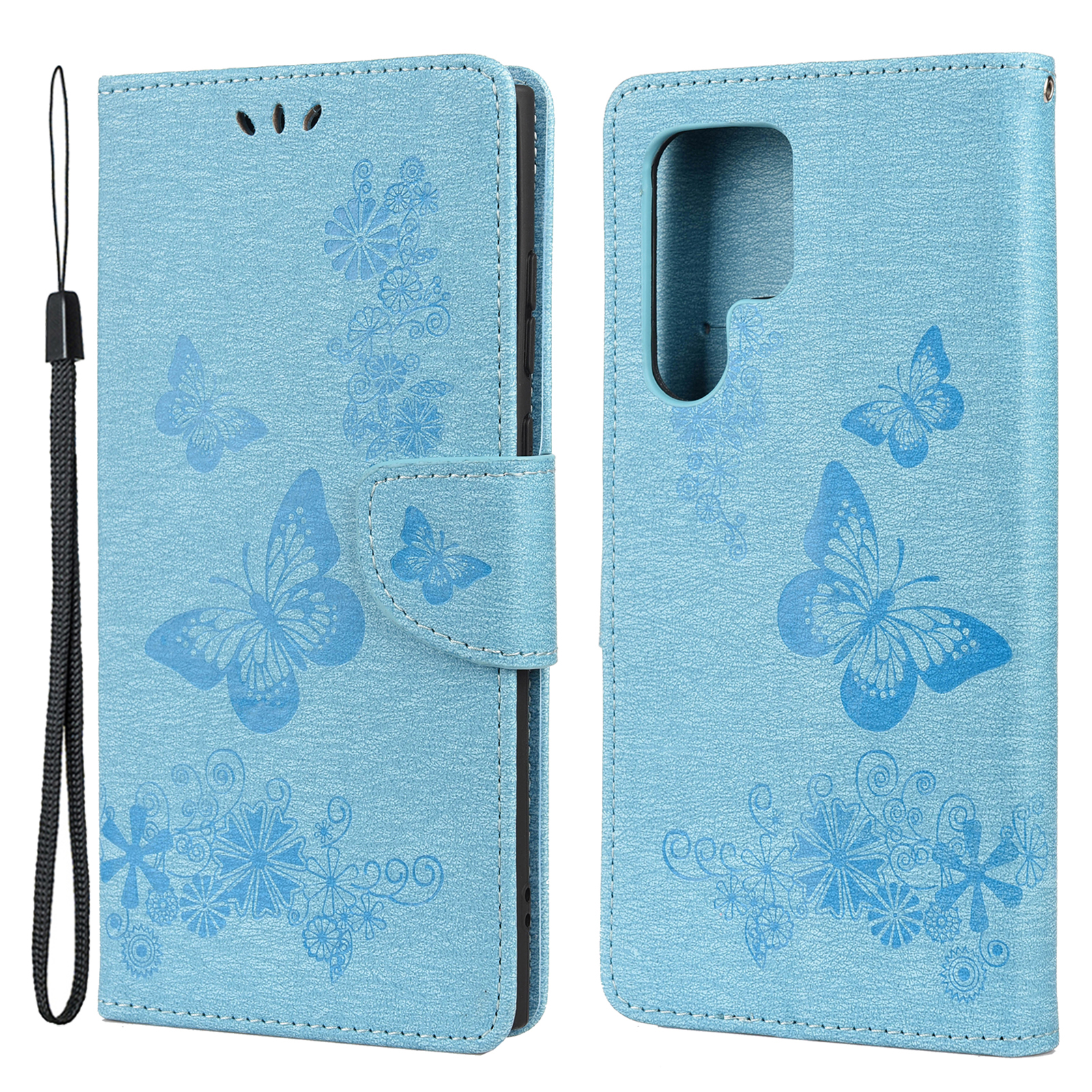 

Опечатка Бабочка Цветочной Фолио Flio Flip Stand Wallet Кожаный Телефон Для Samsung Galaxy S22 Ultra 5G - Синий, Galaxy S22 Ultra 5G
