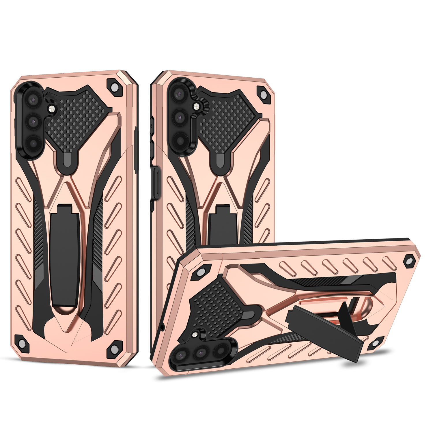 

Phantom Knight Series Hard PC + Soft TPU Bumper Bumper Design Дизайн Хорошо Защищенной Телефонной Крышки Для Samsung Galaxy A13 5G - Розовое Золото, Galaxy A13 5G