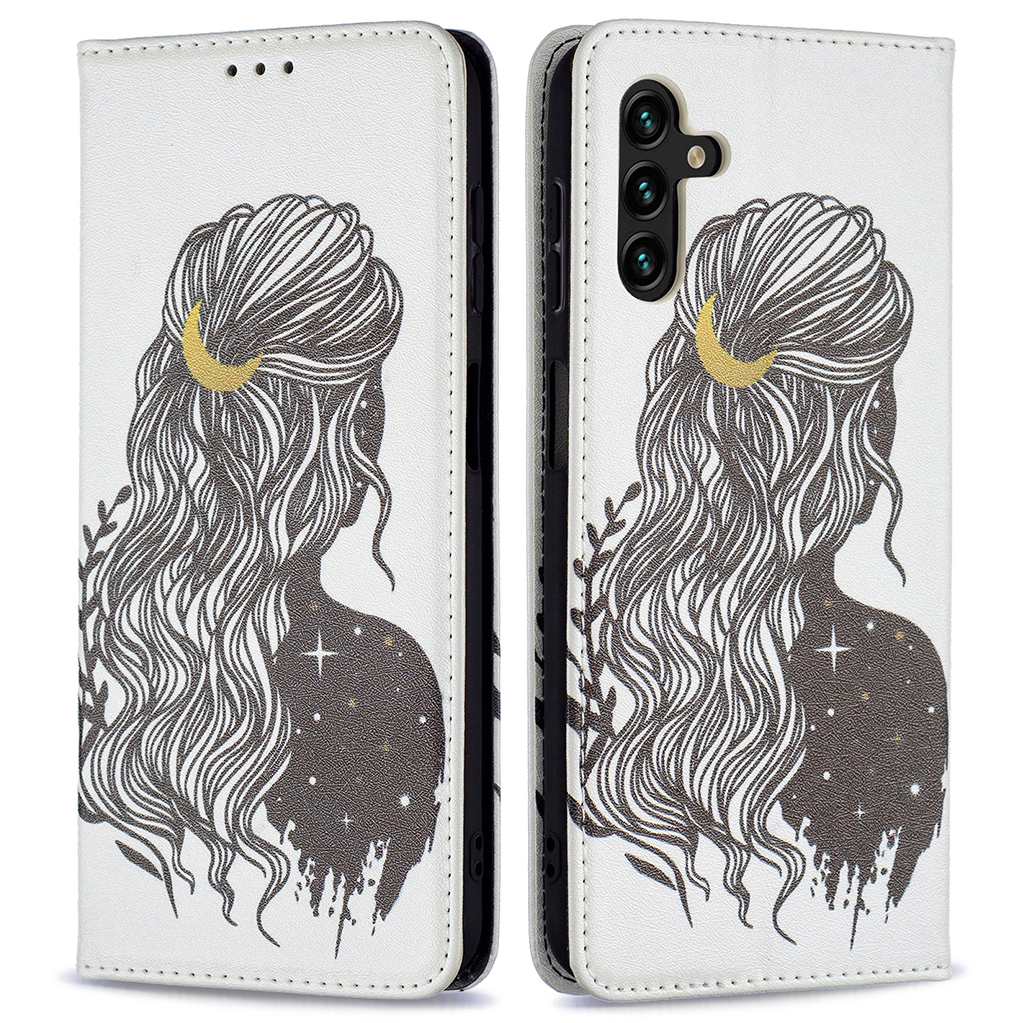 

Pattern Printing Magnetic Auto-absorbed Leather Case Wallet Stand Folio Flip Full Body Protection Cover for Samsung Galaxy A13 5G / A04s 4G (164.7 x 76.7 x 9.1 mm) - Girl, Galaxy A13 5G