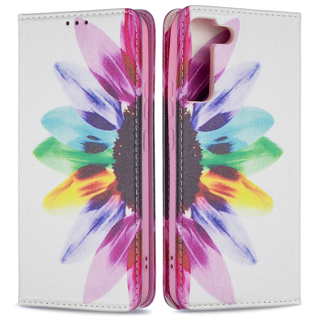 

Funny Pattern Printing PU Leather Flip Wallet Case Stand Magnetic Auto-absorbed Protective Cover for Samsung Galaxy S22+ 5G - Sunflower, Galaxy S22+ 5G