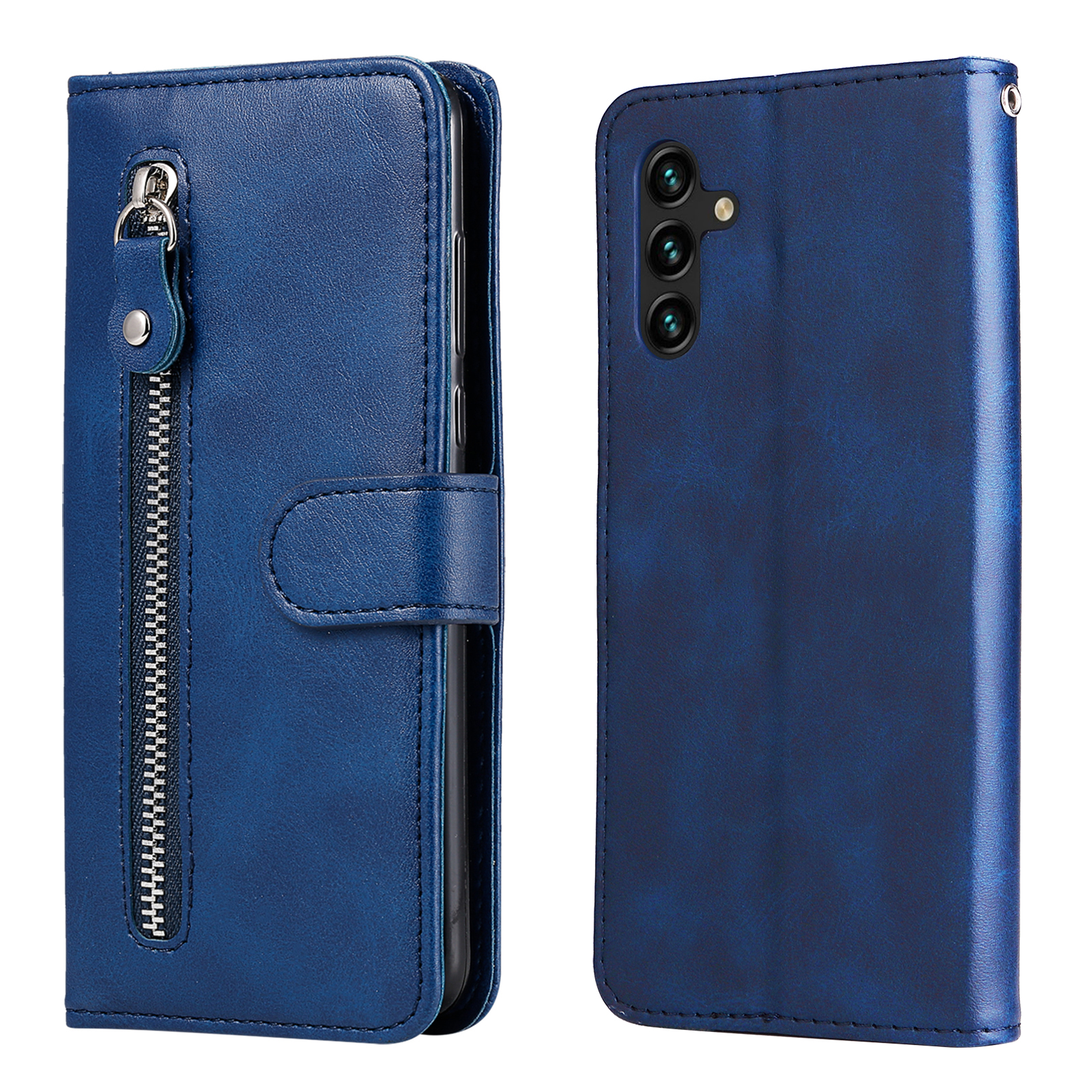 

Folio Flip pu Кожаный Телефон Корпус на Молнии Карманной Дизайн Кармана Кошелек. - Синий, Galaxy A13 5G