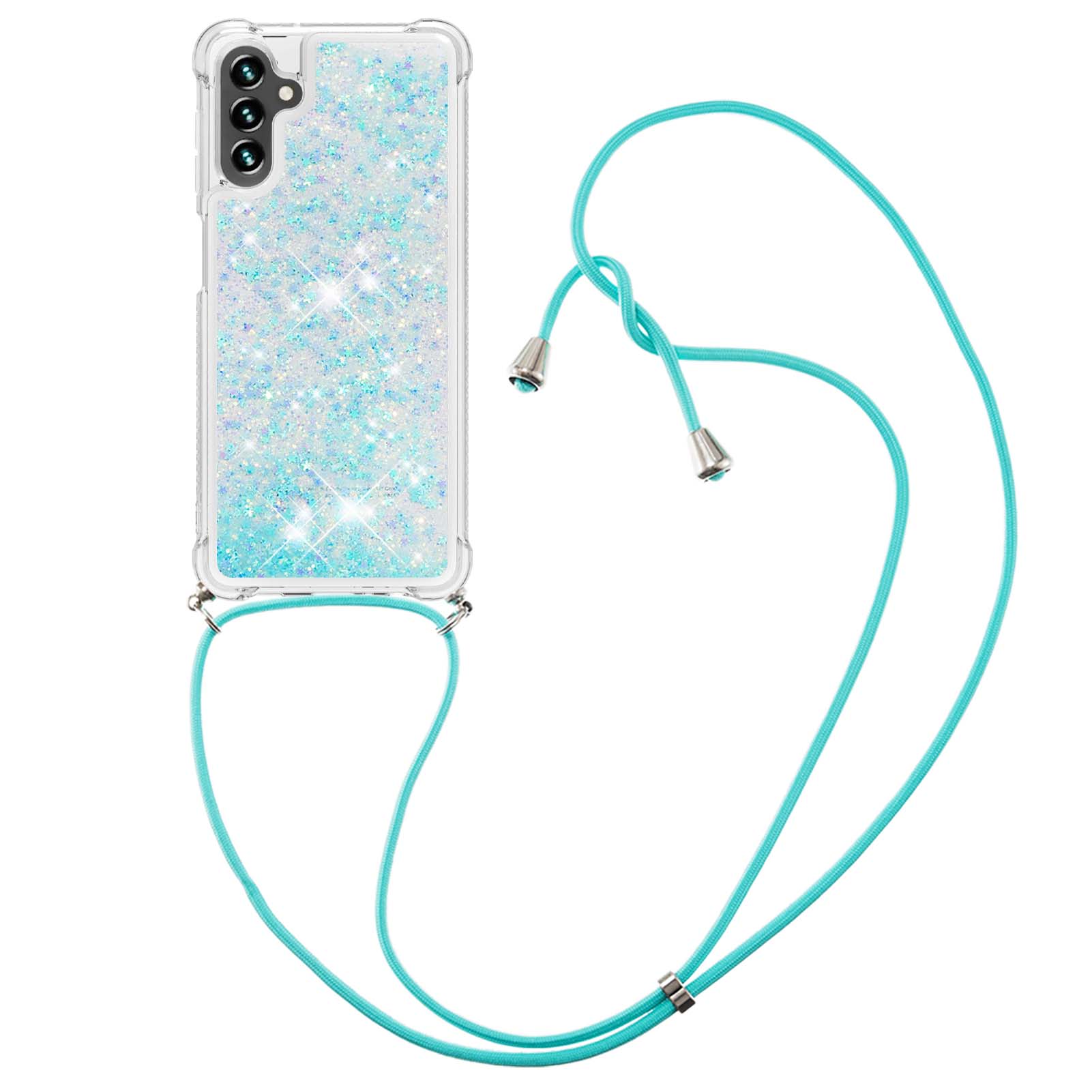 

Зыпкий и Блестящий Жидкий Корпус Сотового Телефона TPU с Регулируемым Lanyard Для Samsung Galaxy A13 5G - Синяя Пентаграмма, Galaxy A13 5G