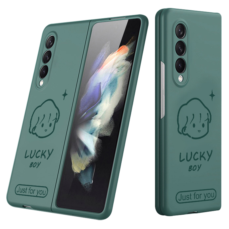 

Skin-Friendly Feel PC Boy Girl Pattern HD UV Printing All-Inclusive Shockproof Cover for Samsung Galaxy Z Fold3 5G - Boy/Dark Green, Galaxy Z Fold3 5G