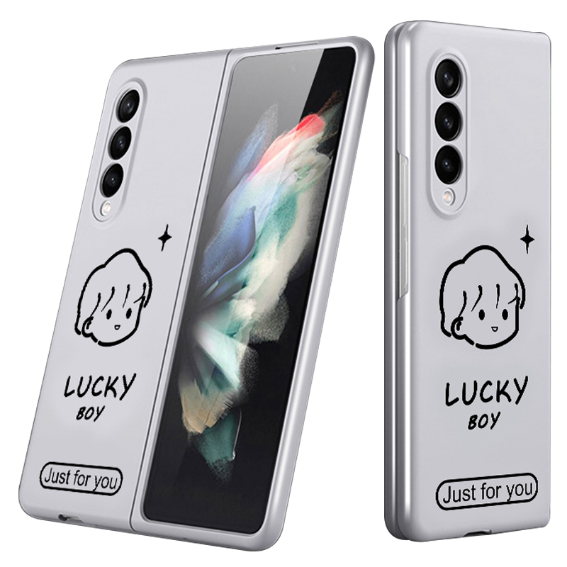 

Следует Кожам, Ощущение PC Boy Girl Pattern HD UV Print - Мальчик/серебро, Galaxy Z Fold3 5G