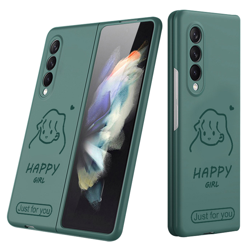

Следует Кожам, Ощущение PC Boy Girl Pattern HD UV Print - Девушка/темно -зеленый, Galaxy Z Fold3 5G