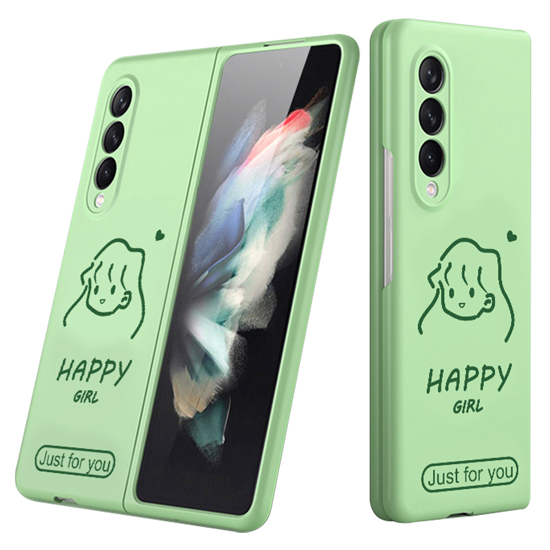 

Следует Кожам, Ощущение PC Boy Girl Pattern HD UV Print - Девушка/светло -зеленый, Galaxy Z Fold3 5G
