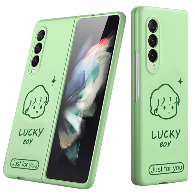 

Следует Кожам, Ощущение PC Boy Girl Pattern HD UV Print - Мальчик/светло -зеленый, Galaxy Z Fold3 5G