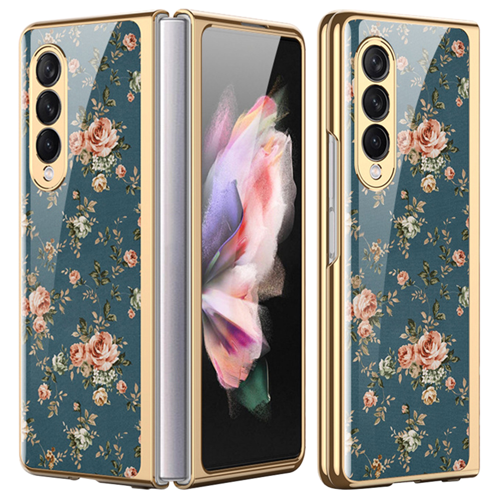 

Flower Pattern Printing Electroplating Tempered Glass + PC Folding Phone Case Cover for Samsung Galaxy Z Fold3 5G - Flower Printing 04, Galaxy Z Fold3 5G
