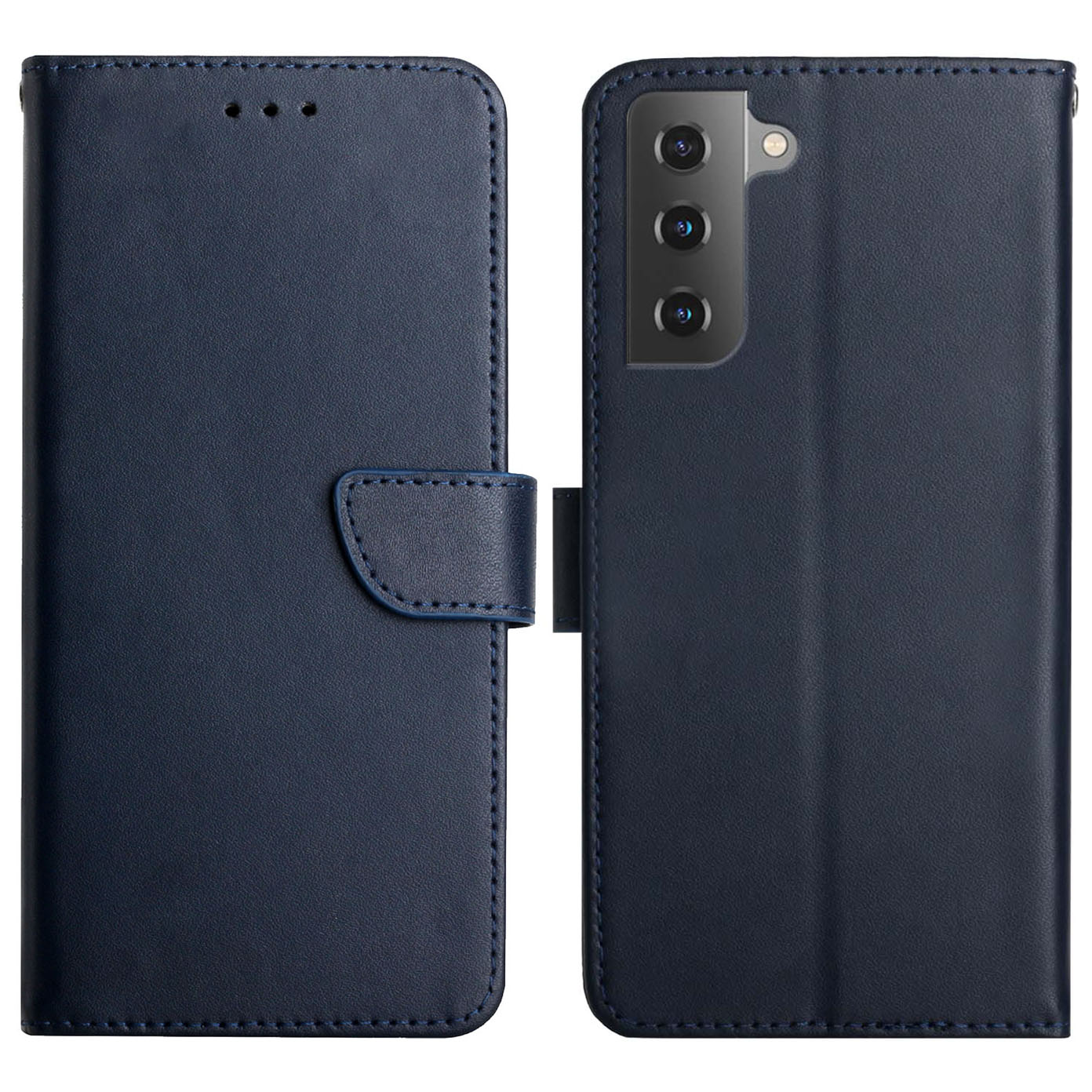 

Solid Color Nappa Texture Case Wallet Genuine Leather Drop-proof Phone Shell Case with Stand for Samsung Galaxy S22+ 5G - Blue, Galaxy S22+ 5G
