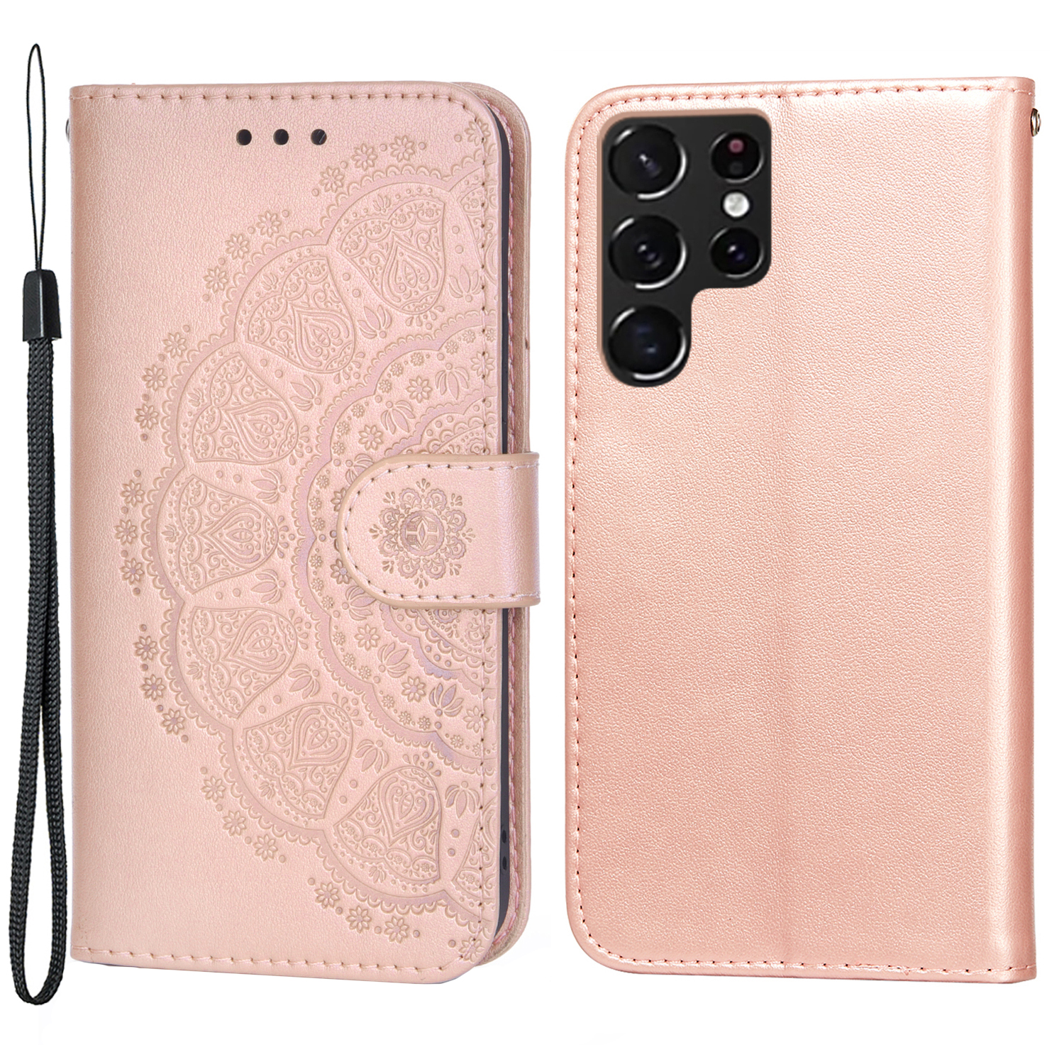 

Для Samsung Galaxy S22 Ultra 5G Flip Phone Cover Impl - Розовое Золото, Galaxy S22 Ultra 5G