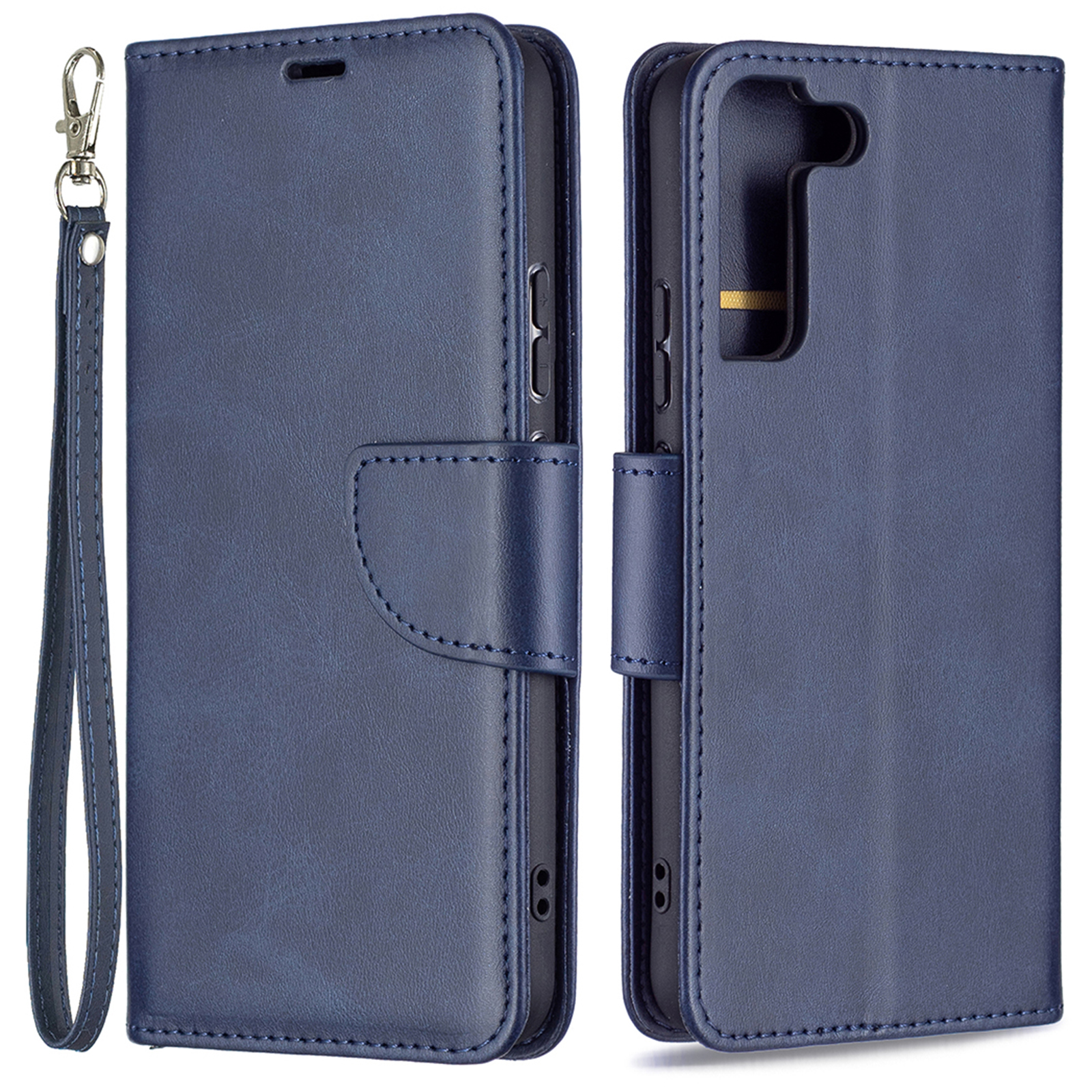 

Wrist Strap PU Leather Wallet Stand Anti-fall Smartphone Protection Case Cover for Samsung Galaxy S22+ 5G - Blue, Galaxy S22+ 5G