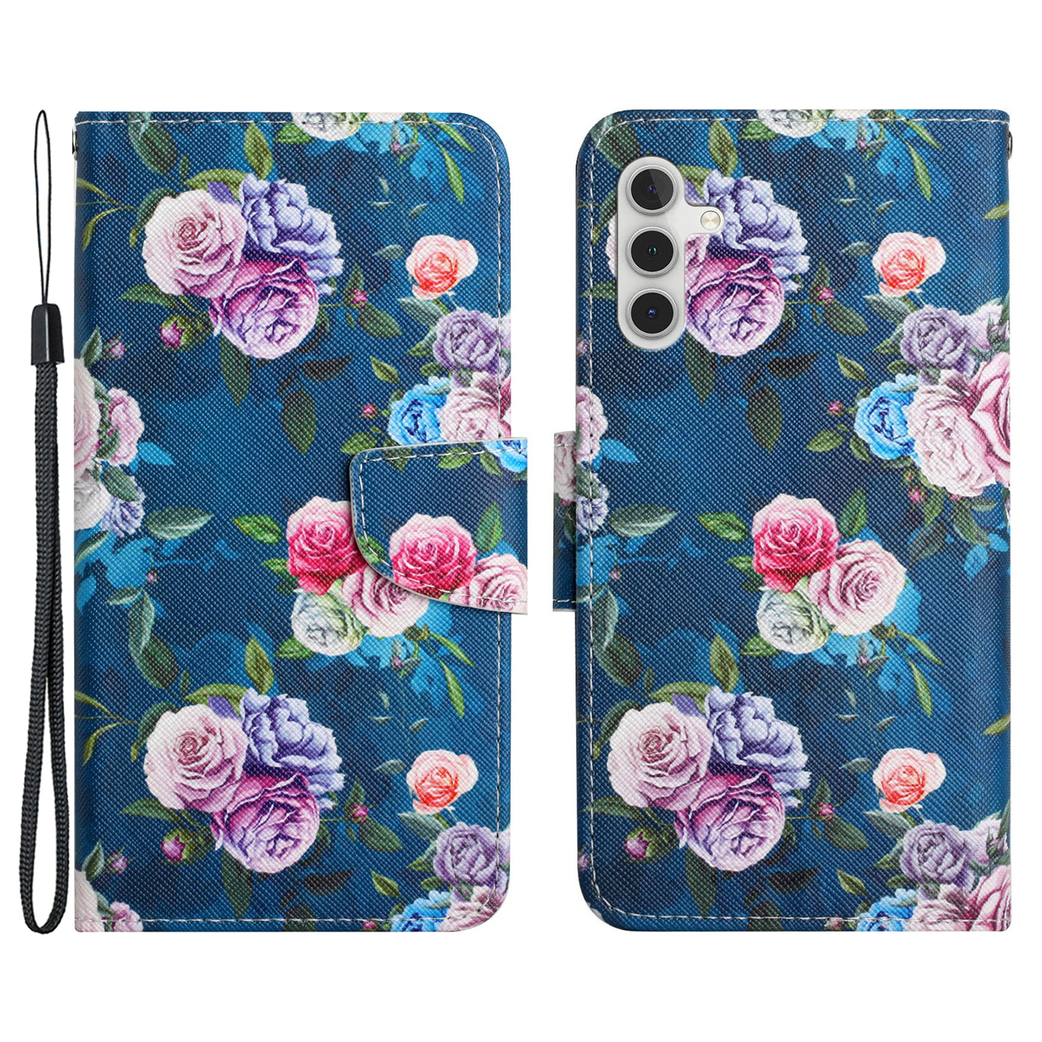 

Pattern Printing Full Protection Leather Stand Case Wallet Cover for Samsung Galaxy A13 5G / A04s 4G (164.7 x 76.7 x 9.1 mm) - Fluorescent Rose, Galaxy A13 5G