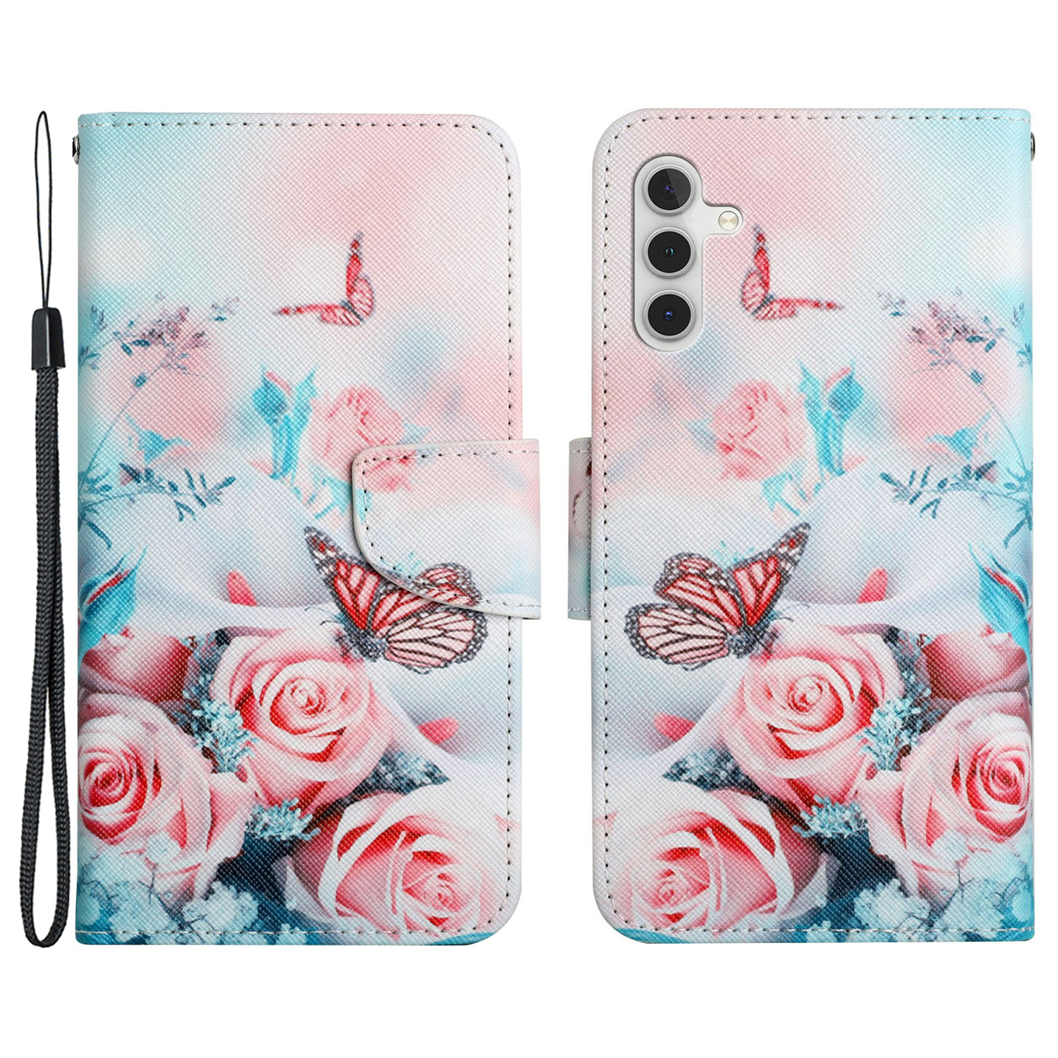 

Pattern Printing Full Protection Leather Stand Case Wallet Cover for Samsung Galaxy A13 5G / A04s 4G (164.7 x 76.7 x 9.1 mm) - Peony and Butterfly, Galaxy A13 5G
