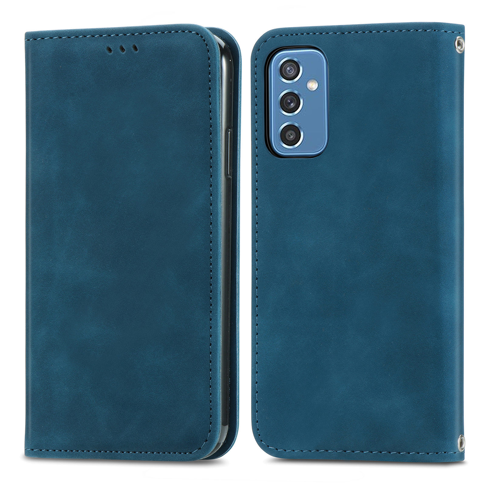 

Винтажная Текстура с Кожей Ощущение Кожаного Магнита - Синий, Samsung Galaxy M52 5G