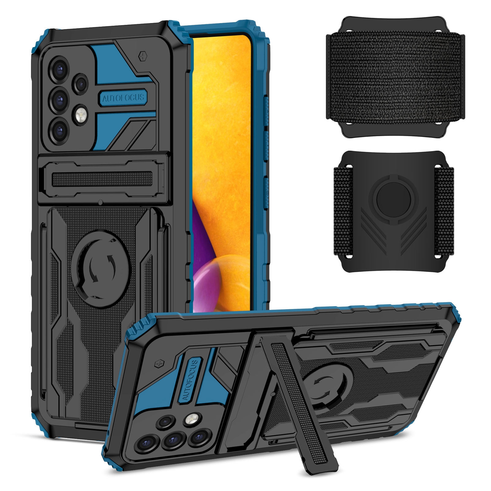 

Hard PC + Soft TPU -крышка Телефона Регулируемая Дизайн Браслета. / 5G - Синий, Galaxy A72 5G