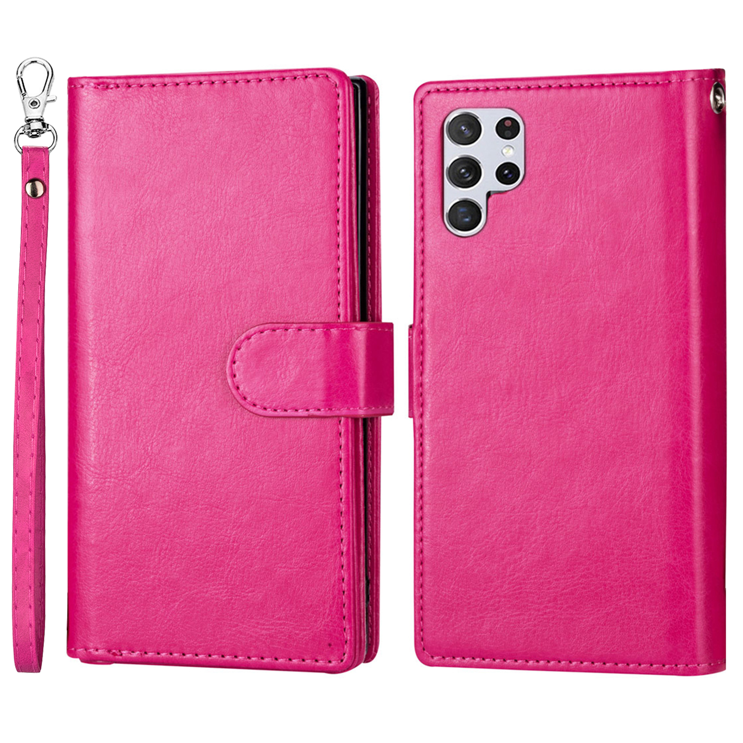 

Detachable Leather Cover Stand Wallet Phone Case with 9 Card Slots for Samsung Galaxy S22 Ultra 5G - Rose, Galaxy S22 Ultra 5G