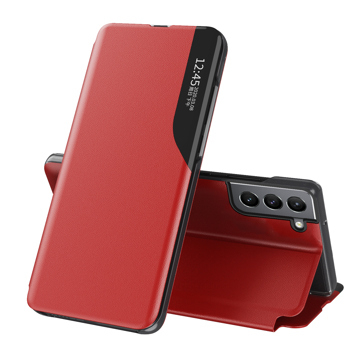 

Smart View Window Stand Design Case PU Leather Light Slim Flip Cover for Samsung Galaxy S22+ 5G - Red, Galaxy S22+ 5G