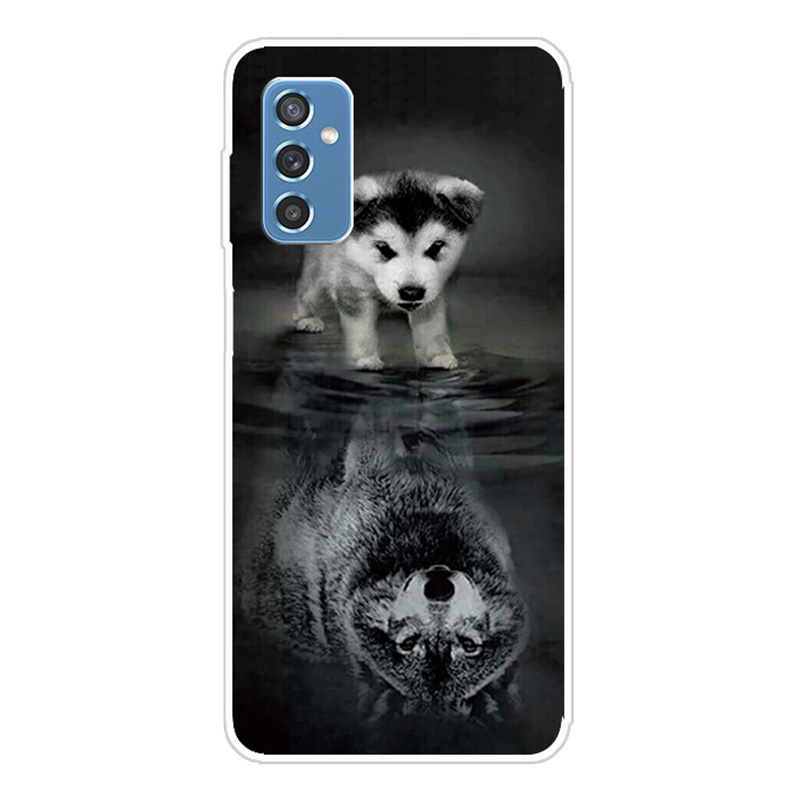 

Гибкая Амортизаточная Противовесная Крышка с Шаблонами - Собака и Волк, Samsung Galaxy M52 5G