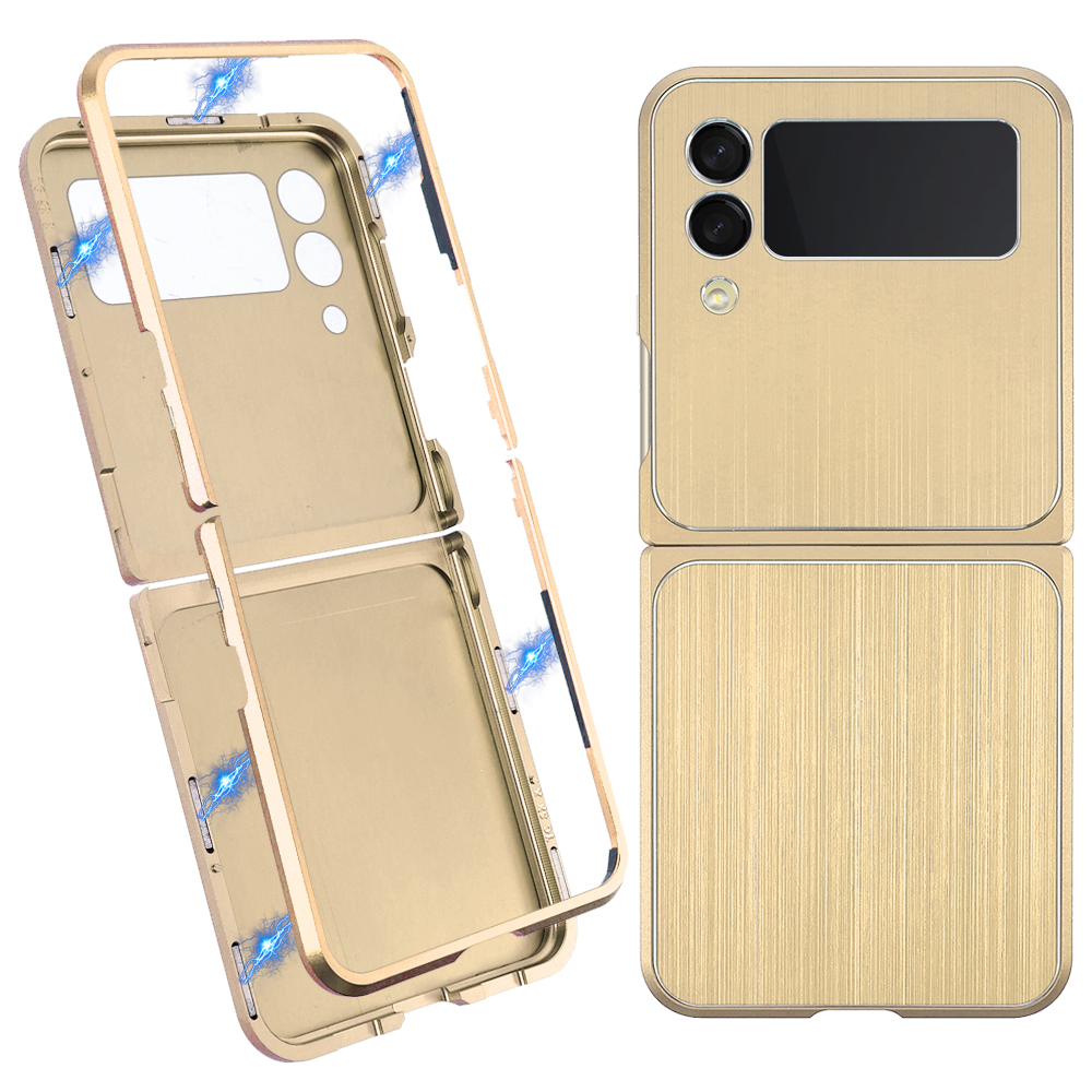

Metal Phone Back Case + Frame with Lock Magnetic Split Type Cover for Samsung Galaxy Z Flip3 5G - Gold, Samsung Galaxy Z Flip3 5G