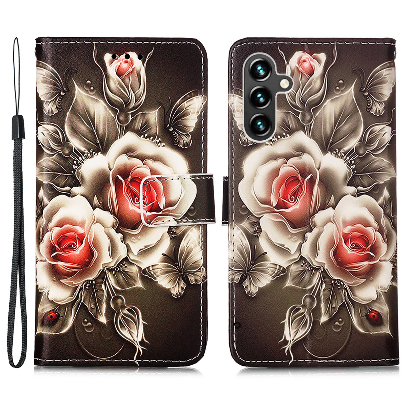 

Folio Flip Pattern Photing Складная Стенд PU Кожаный Чехол Чехол Чехол С Уолком Для Samsung Galaxy A13 5G - Роза, Galaxy A13 5G