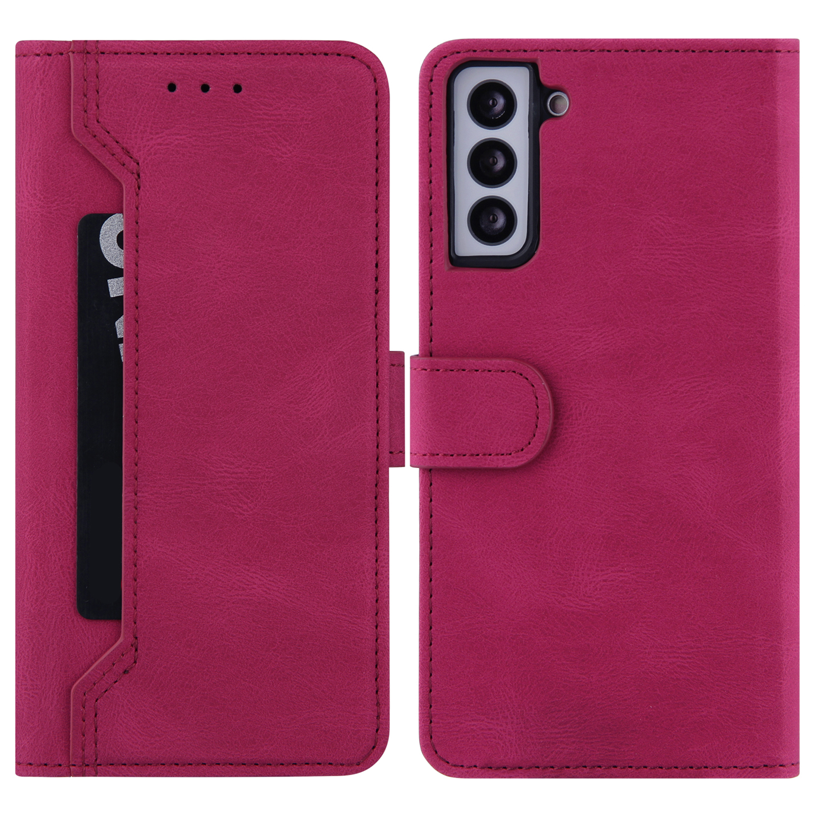 

Stitching Design PU Leather Cover TPU Inner Phone Case with Stand Wallet for Samsung Galaxy S22+ 5G - Rose, Galaxy S22+ 5G