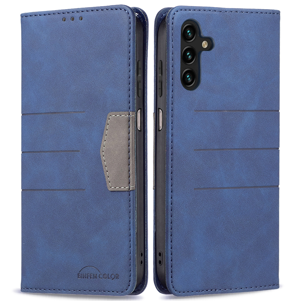 

BINFEN COLOR Auto-absorbed Flip Phone Case Compatible for Samsung Galaxy A13 5G / A04s 4G (164.7 x 76.7 x 9.1 mm) Wallet Function Stand Design TPU+PU Leather Phone Shell - Blue, Galaxy A13 5G
