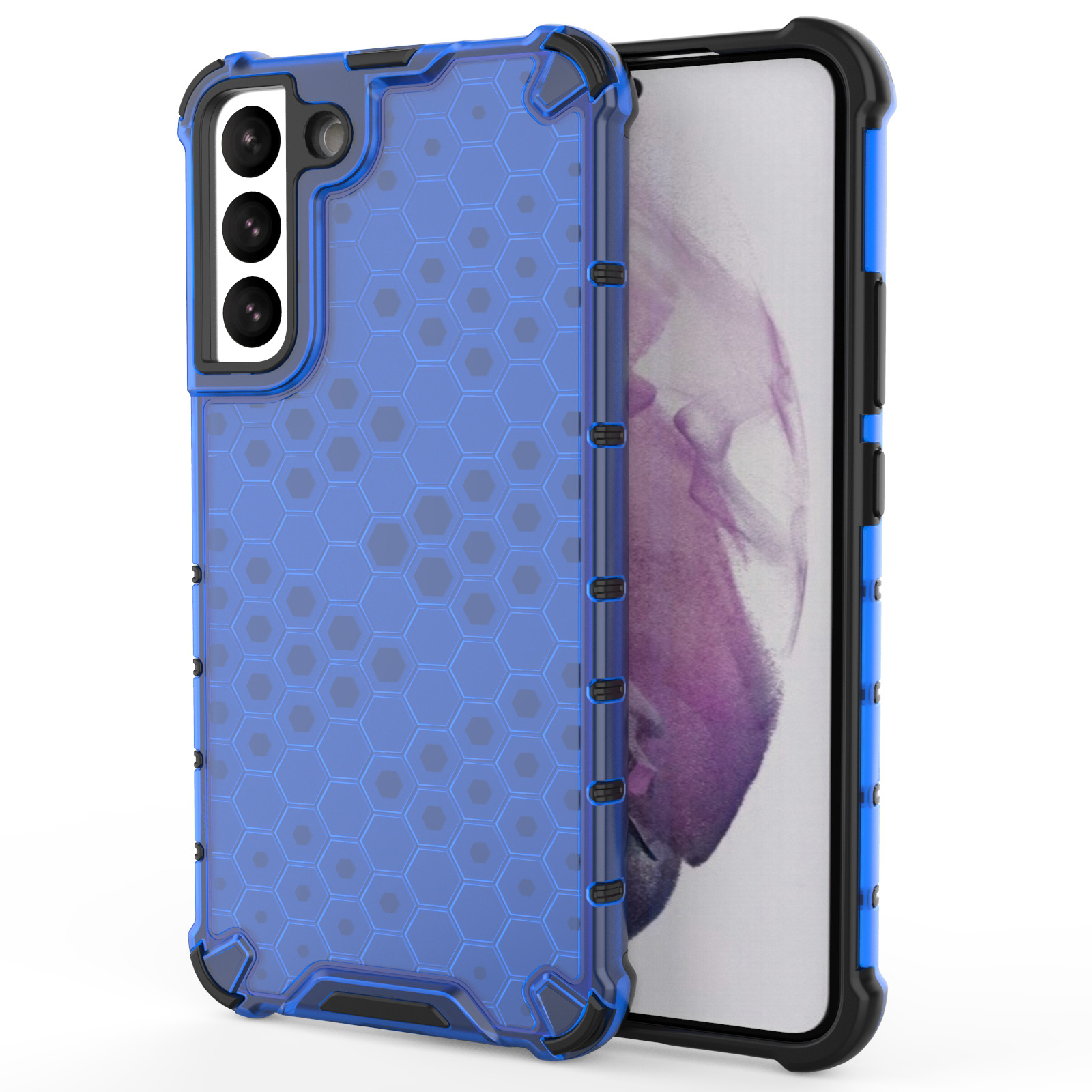 

Scratch-resistant Honeycomb Pattern TPU + PC Phone Cover Shock-proof Protective Case for Samsung Galaxy S22+ 5G - Blue, Galaxy S22+ 5G
