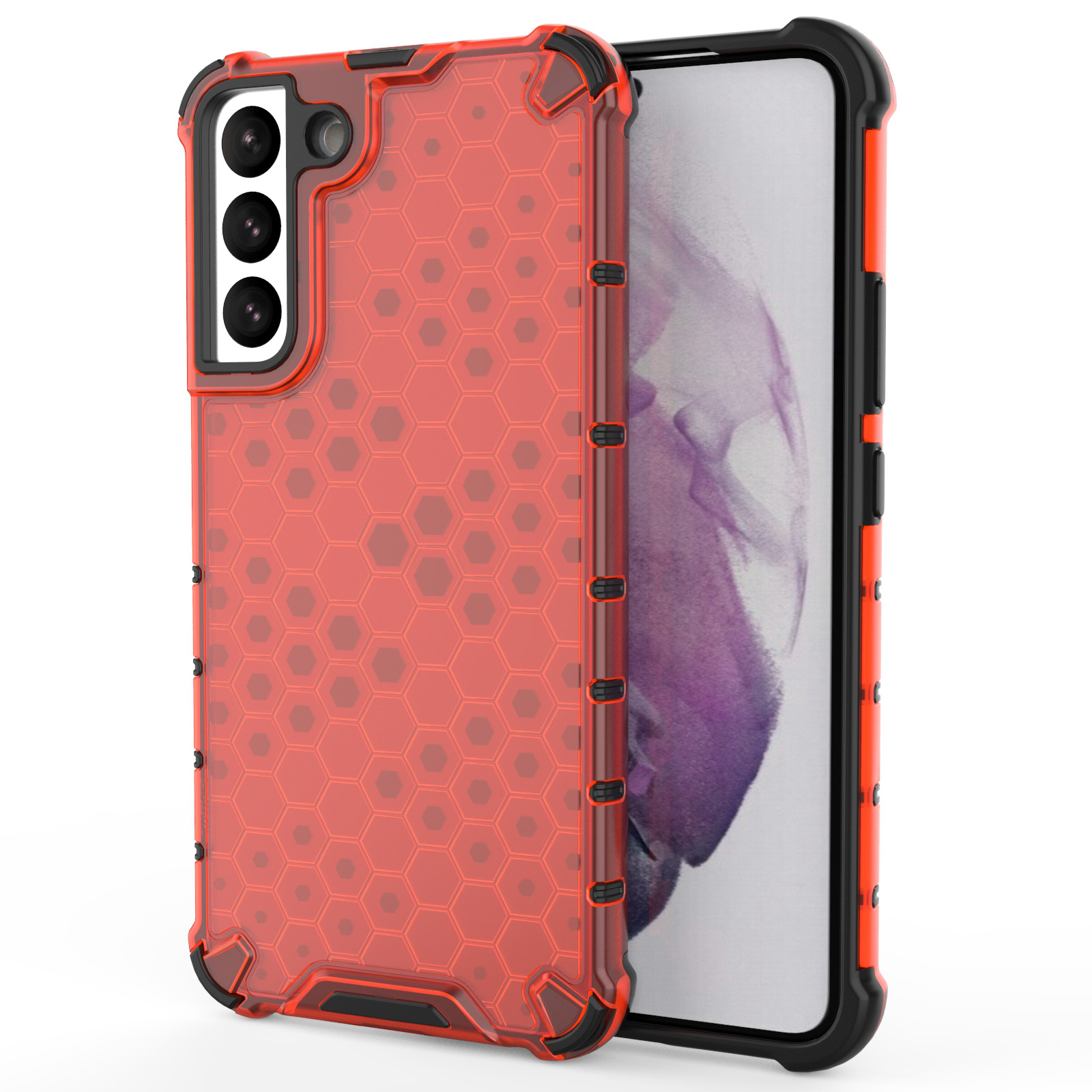 

Scratch-resistant Honeycomb Pattern TPU + PC Phone Cover Shock-proof Protective Case for Samsung Galaxy S22+ 5G - Red, Galaxy S22+ 5G